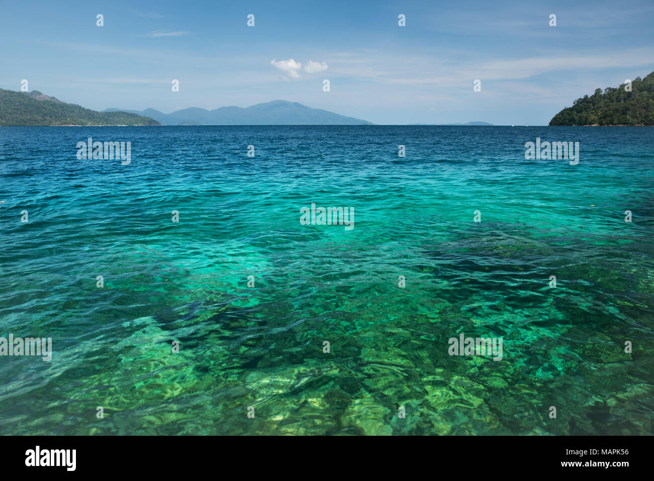water emerald background in sea rippled, surface and level Stock Photo