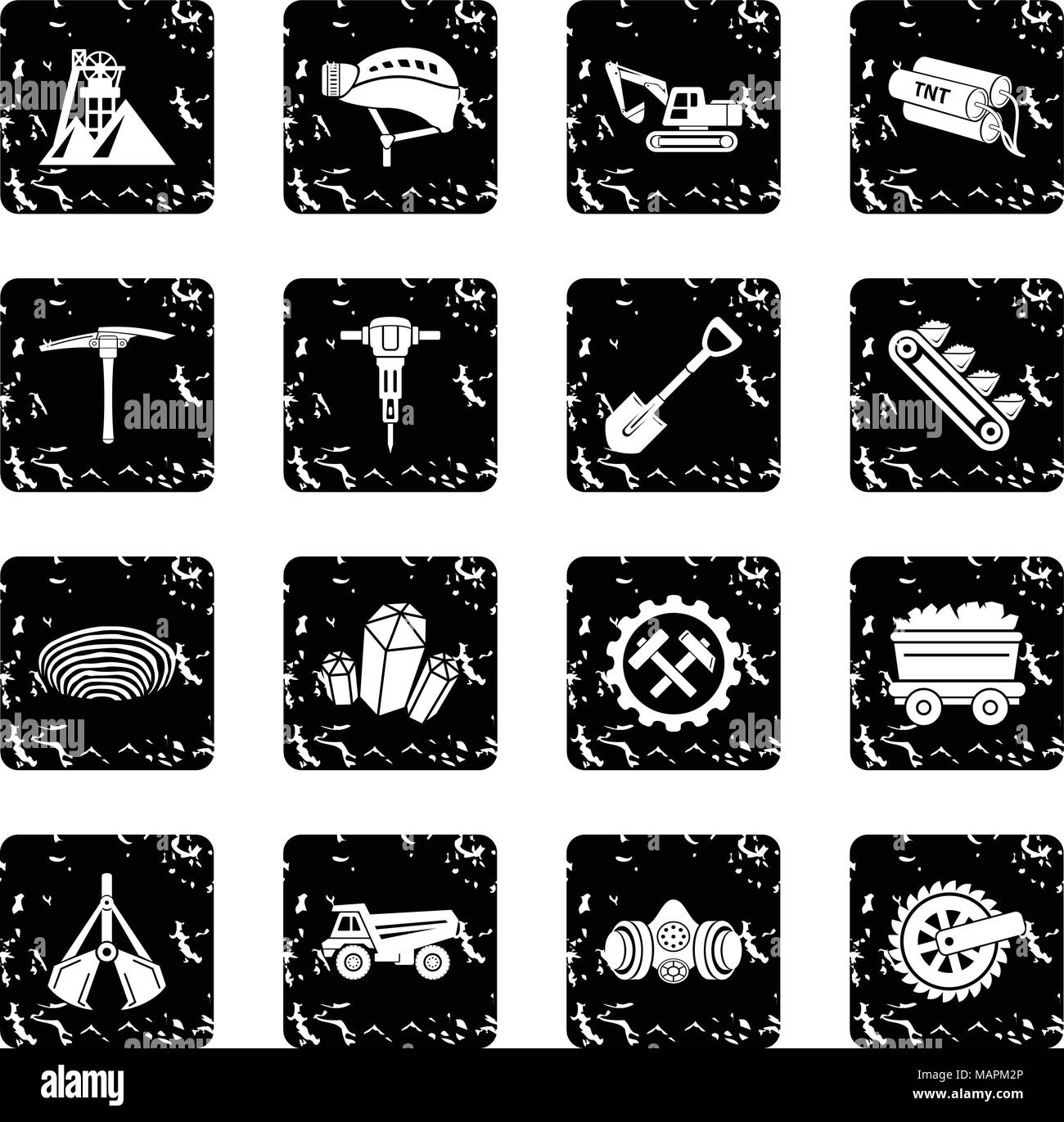Coal mine icons set grunge vector Stock Vector Image & Art - Alamy