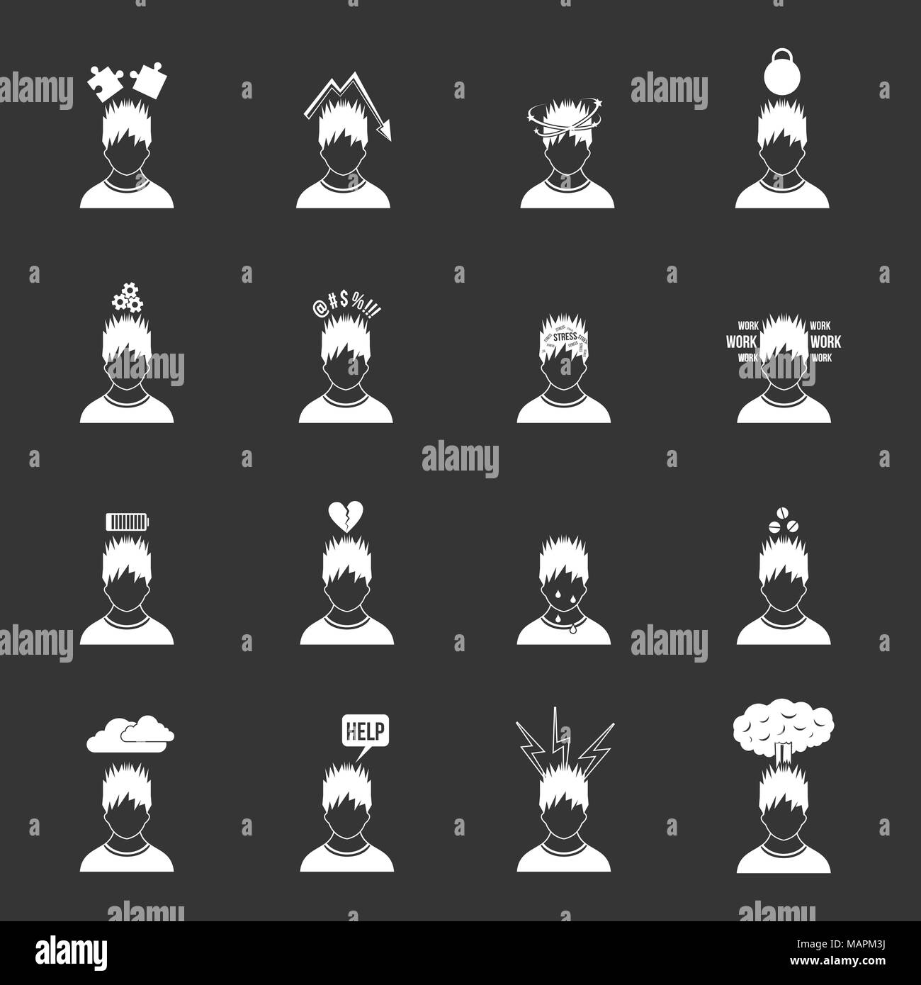 Stress icons set grey vector Stock Vector Image & Art - Alamy