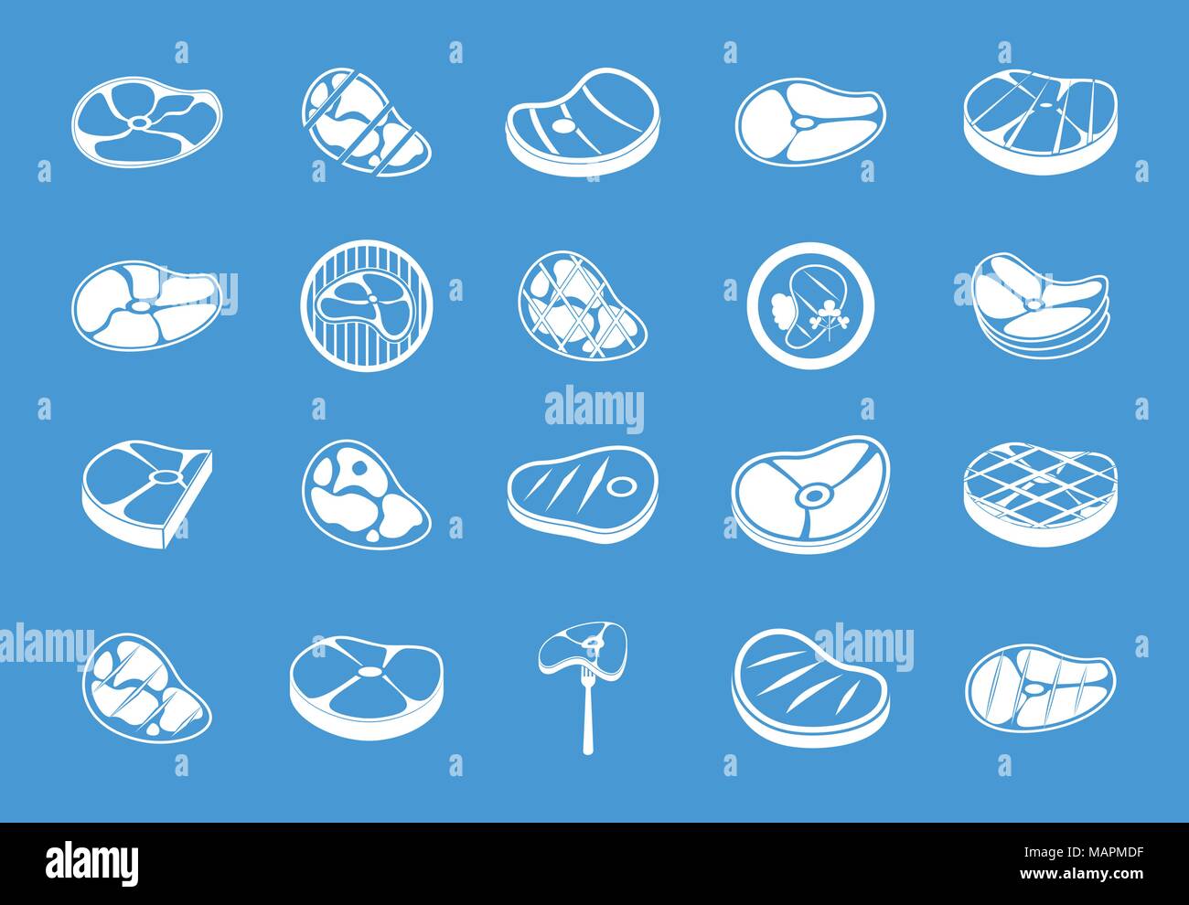 Beef icon blue set vector Stock Vector Image & Art - Alamy