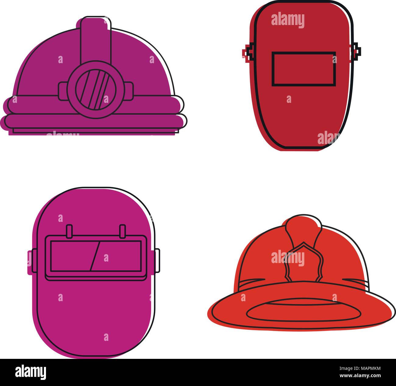 Protect helmet icon set, color outline style Stock Vector Image & Art ...