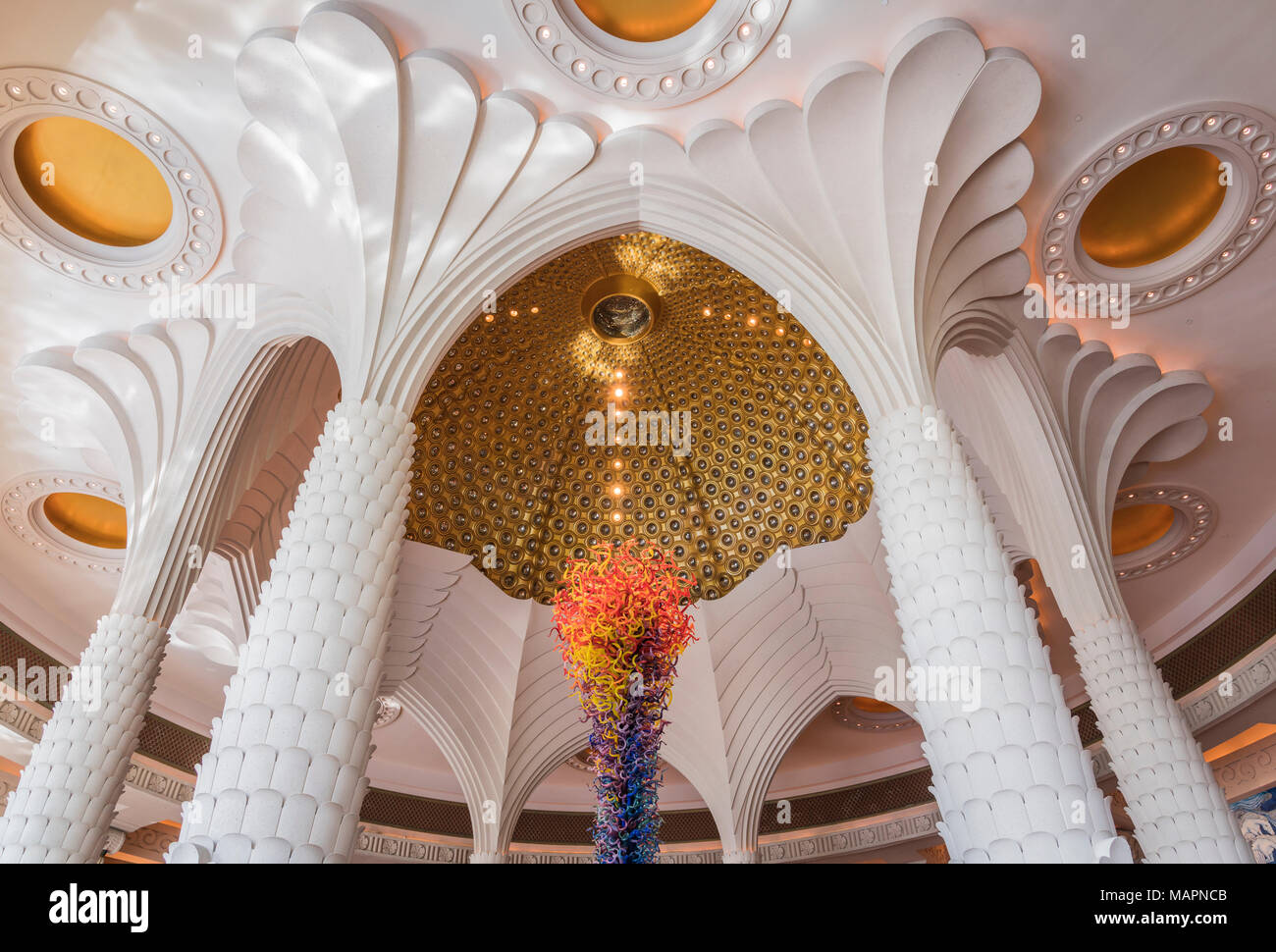 Interior decor of the Atlantis Palm Resort on The Palm in Dubai, UAE ...