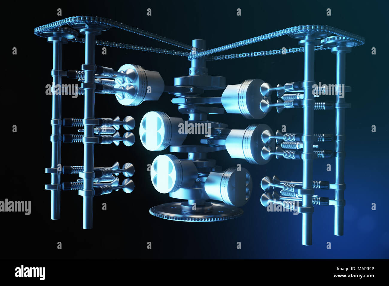 Engine: structure and name of parts / Gradual engine disassembly in 3D  animation 