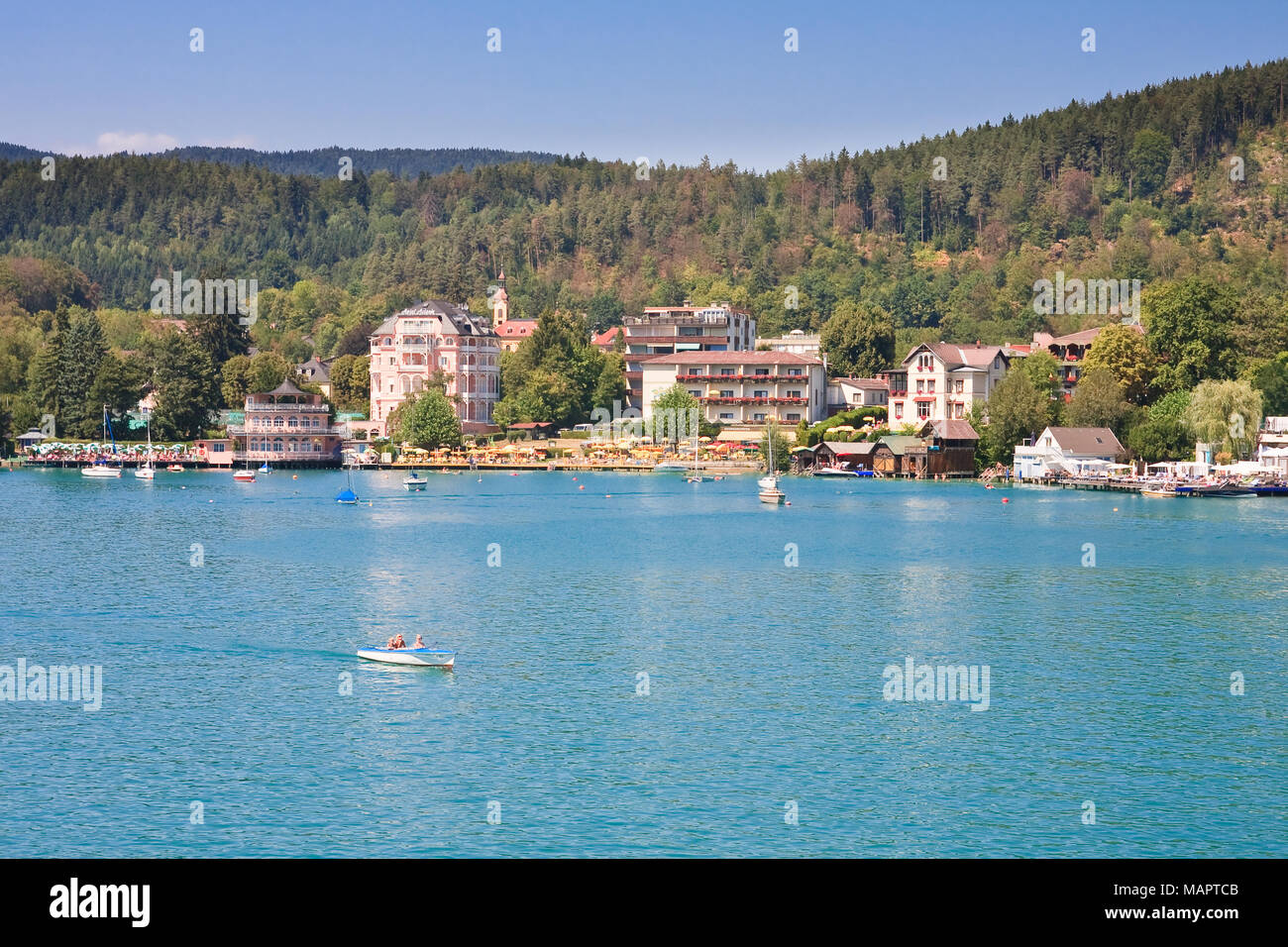 Resort Portschach.Lake Worthersee. Austria Stock Photo