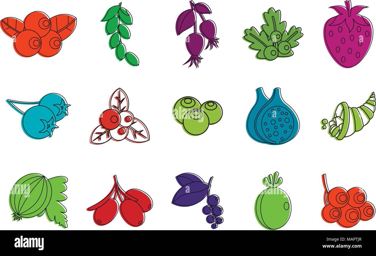 Berries icon set, color outline style Stock Vector Image & Art - Alamy