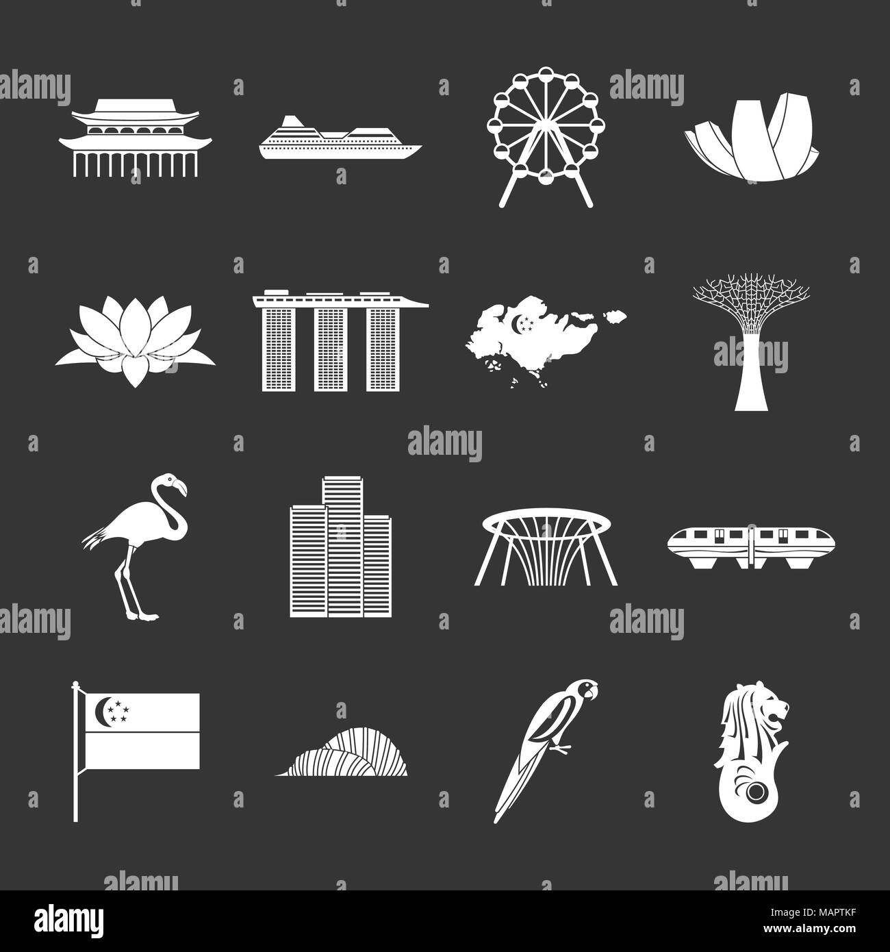 Singapore icons set grey vector Stock Vector Image & Art - Alamy