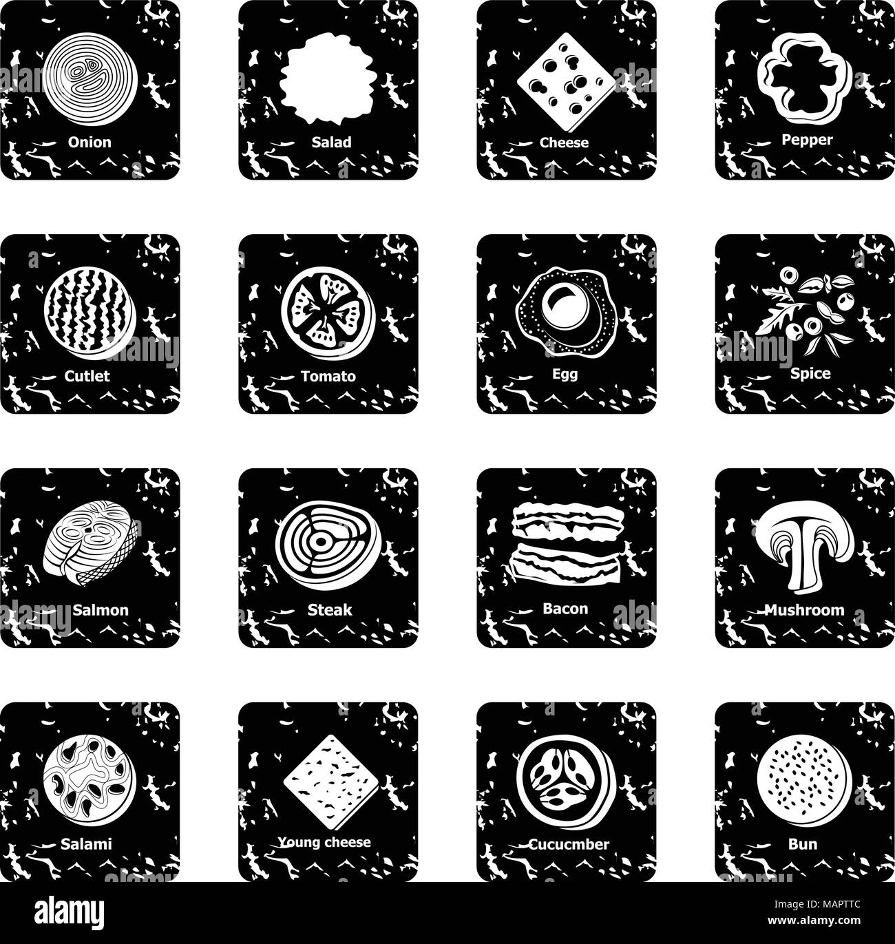 Slice food icons set grunge vector Stock Vector Image & Art - Alamy