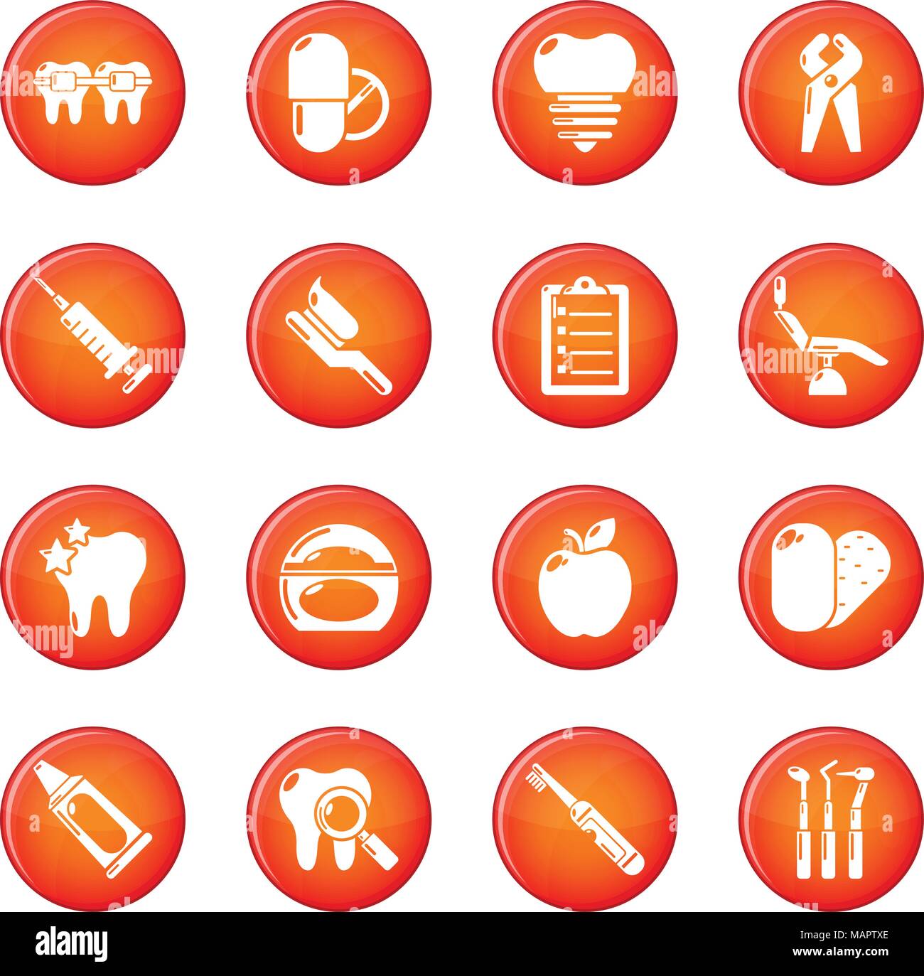 Stomatology dental icons set red vector Stock Vector Image & Art - Alamy