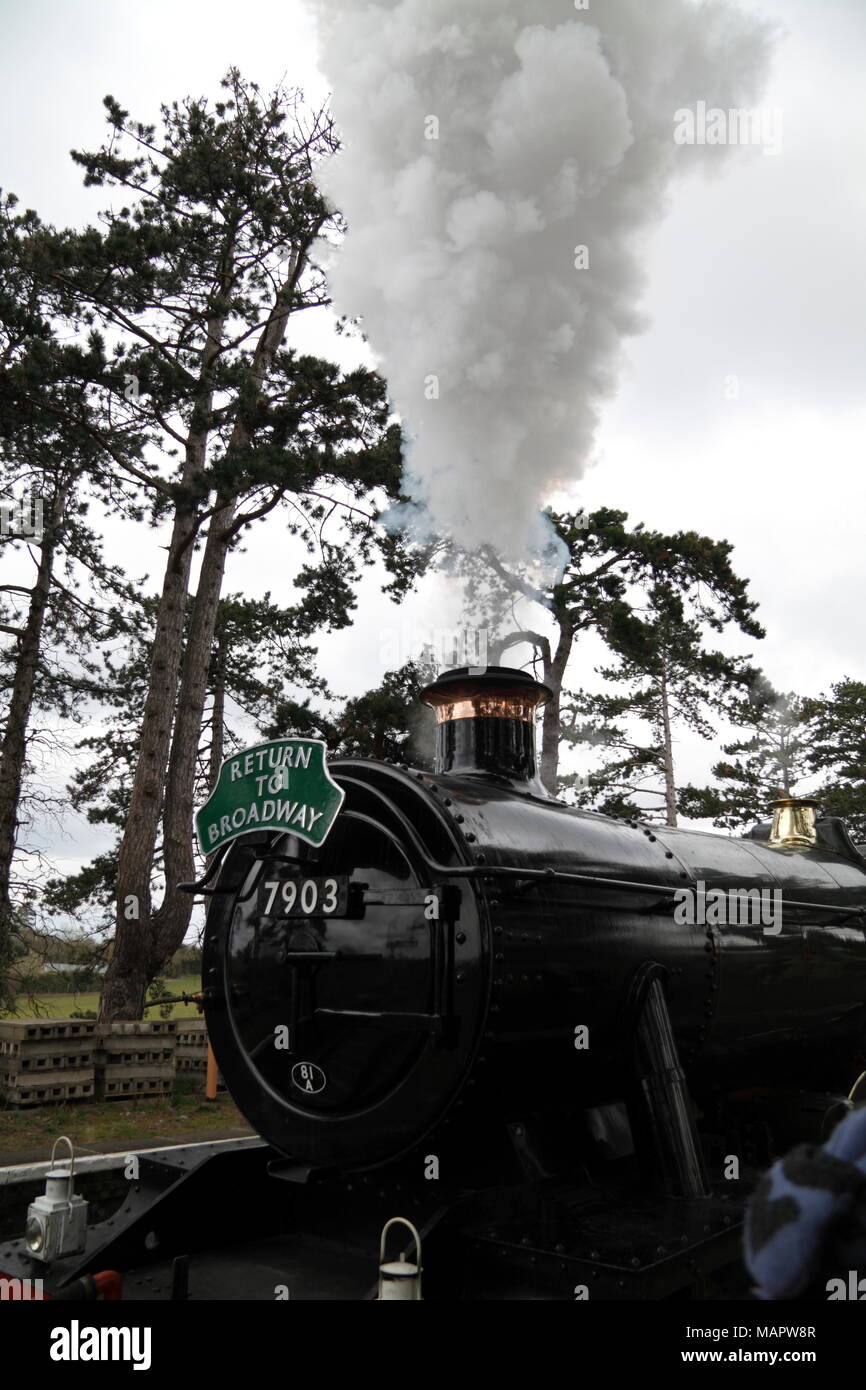 Steam Train 7903 in Broadway Station steamed up Stock Photo - Alamy