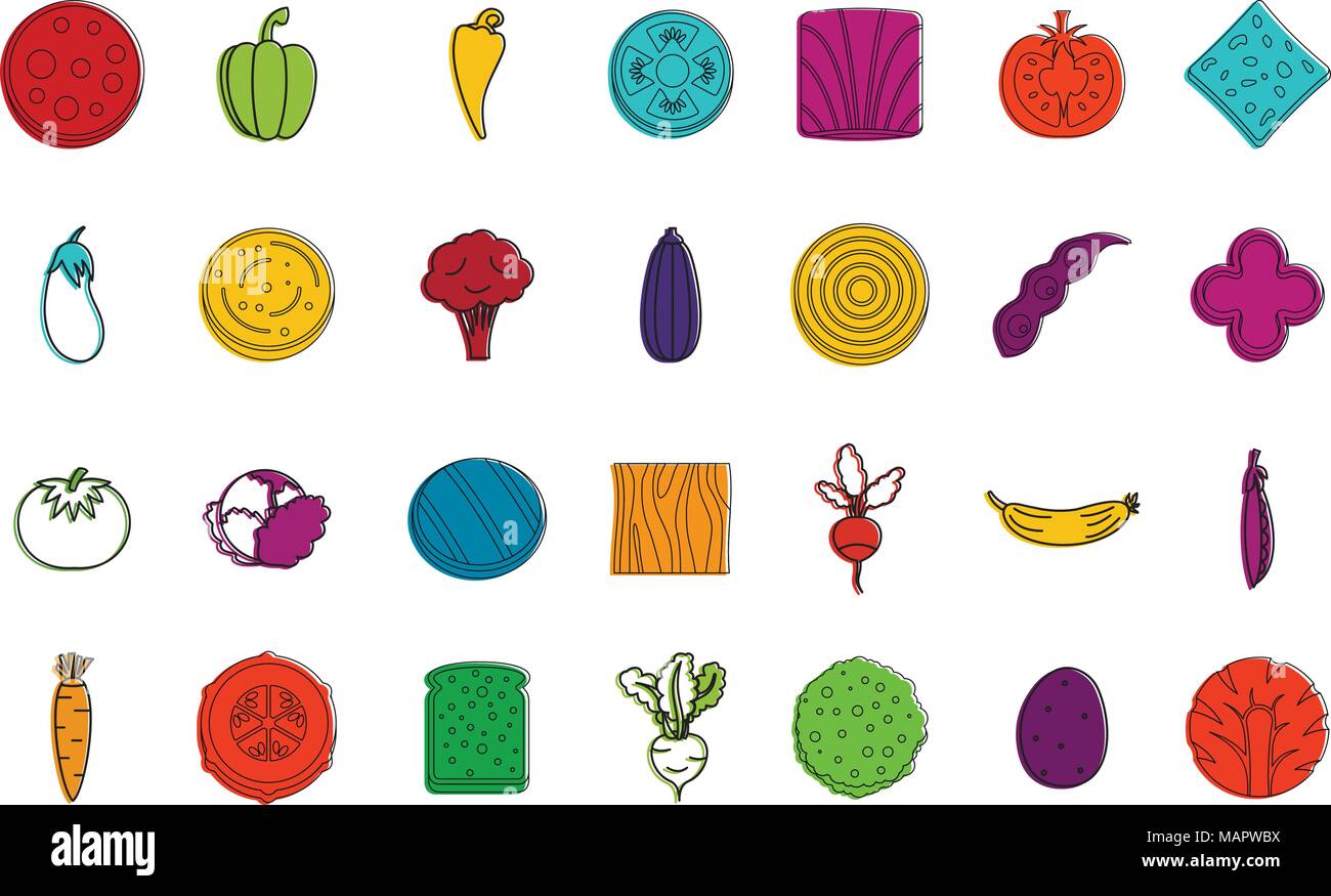 Vegetables icon set, color outline style Stock Vector Image & Art - Alamy