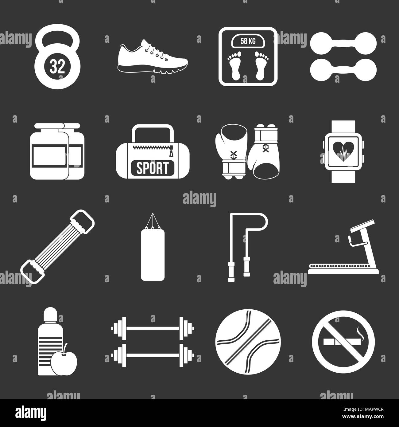 Gym Icons set grey vector Stock Vector Image & Art - Alamy