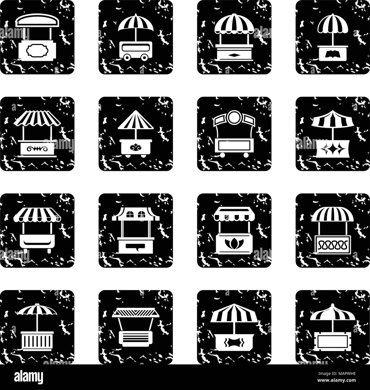 Street food kiosk icons set grunge vector Stock Vector Image & Art - Alamy