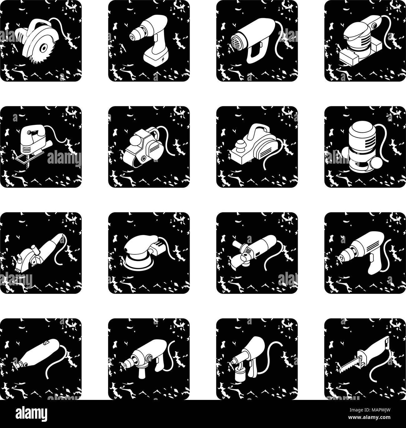 Electric tools icons set grunge vector Stock Vector Image & Art - Alamy