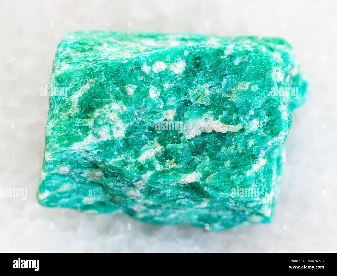 macro shooting of natural mineral rock specimen - raw green amazonite ...