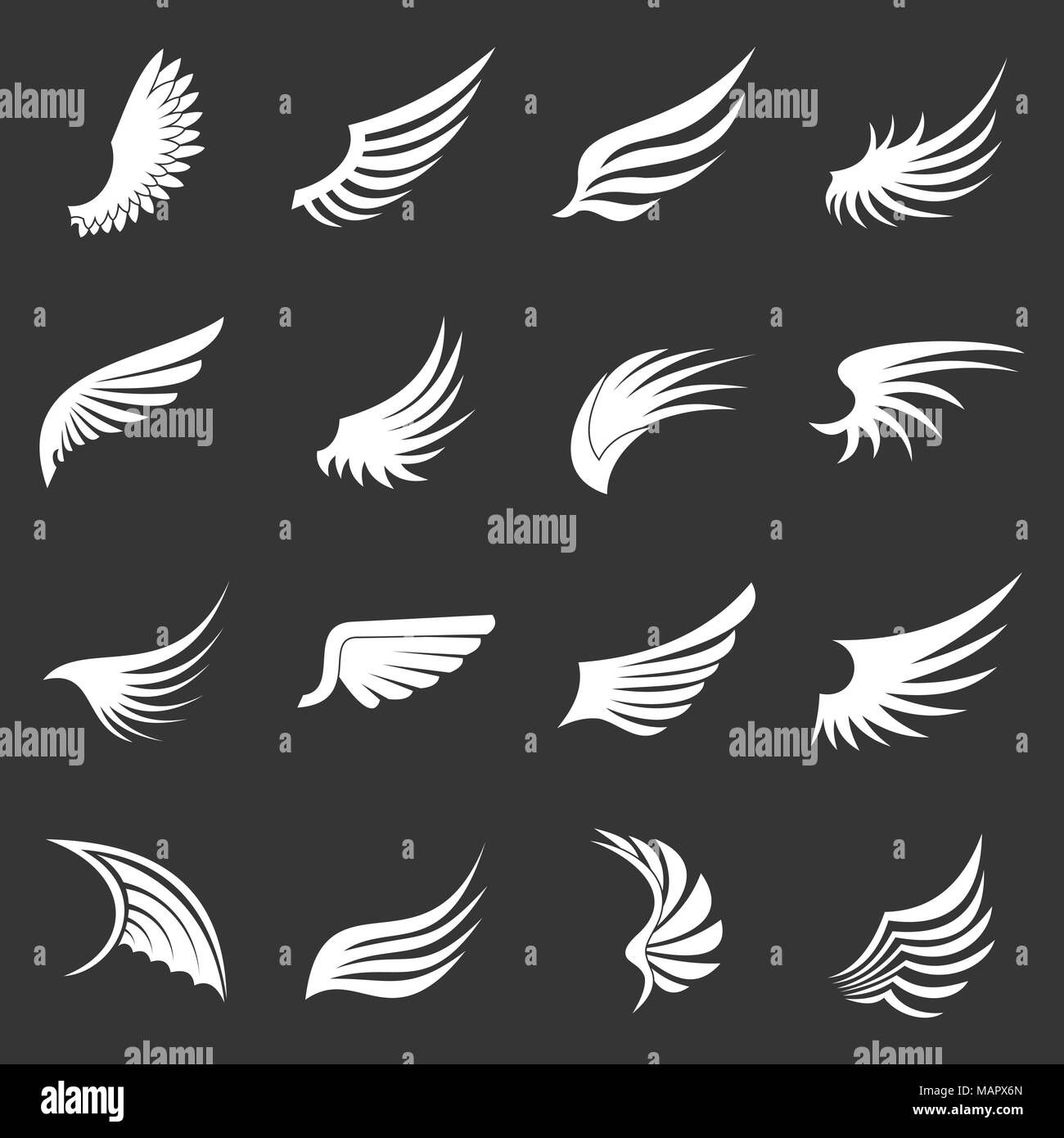 Wing icons set grey vector Stock Vector Image & Art - Alamy