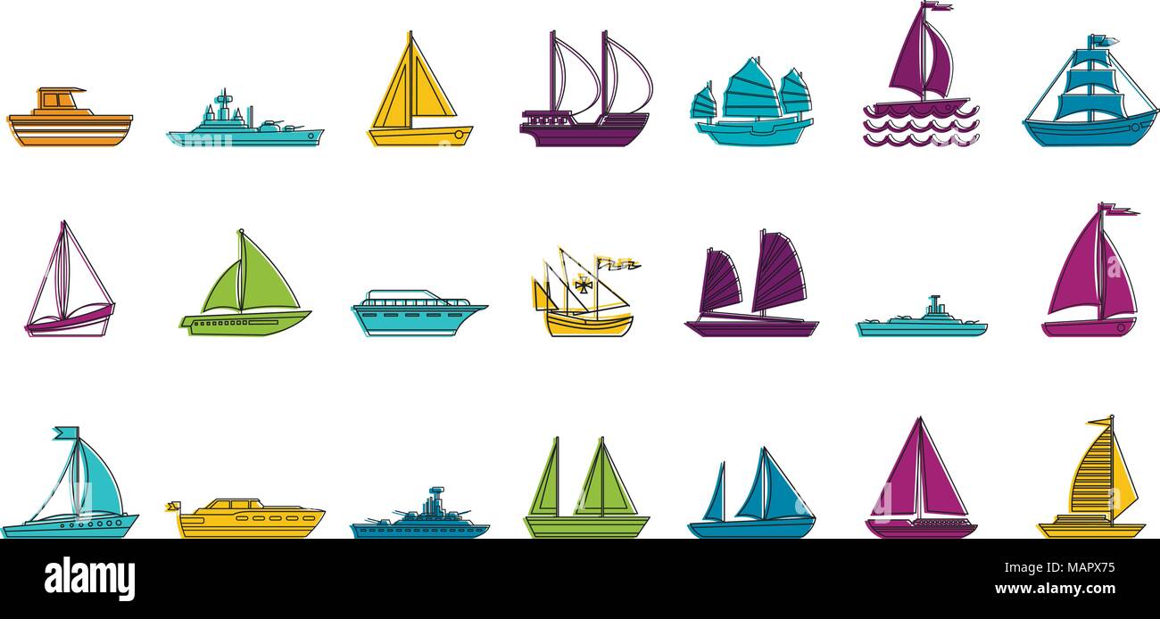 Ship icon set, color outline style Stock Vector Image & Art - Alamy