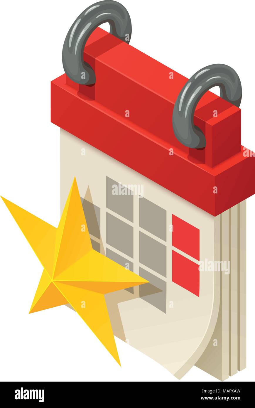 Star calendar icon, isometric style Stock Vector
