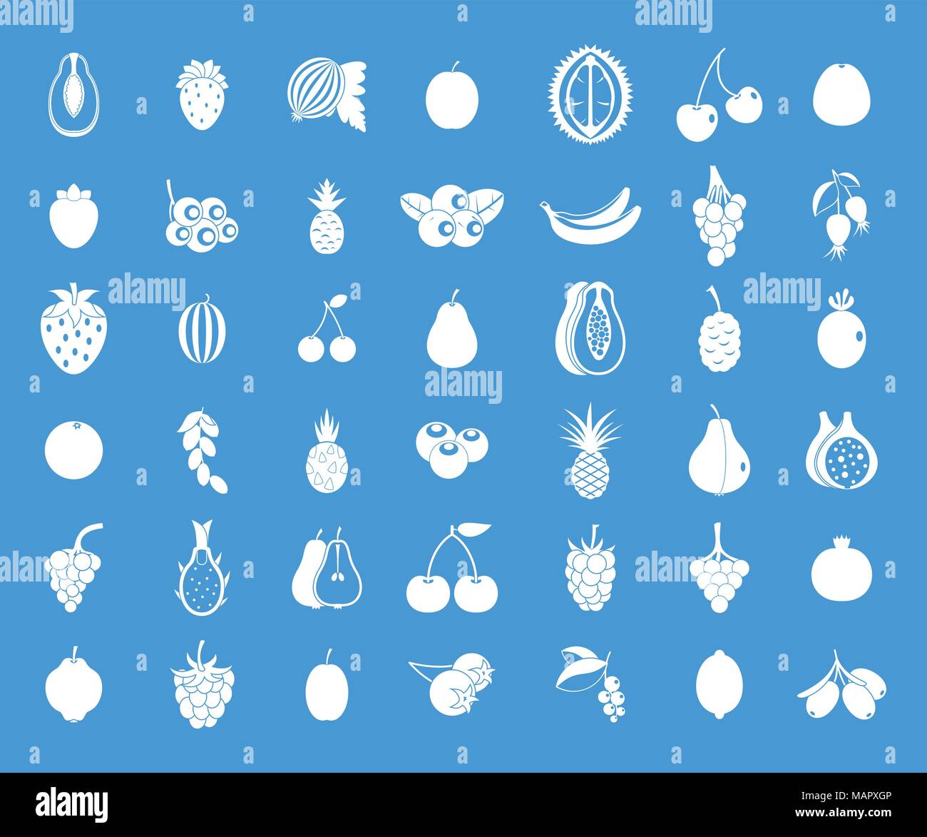 Fruits icon blue set vector Stock Vector Image & Art - Alamy