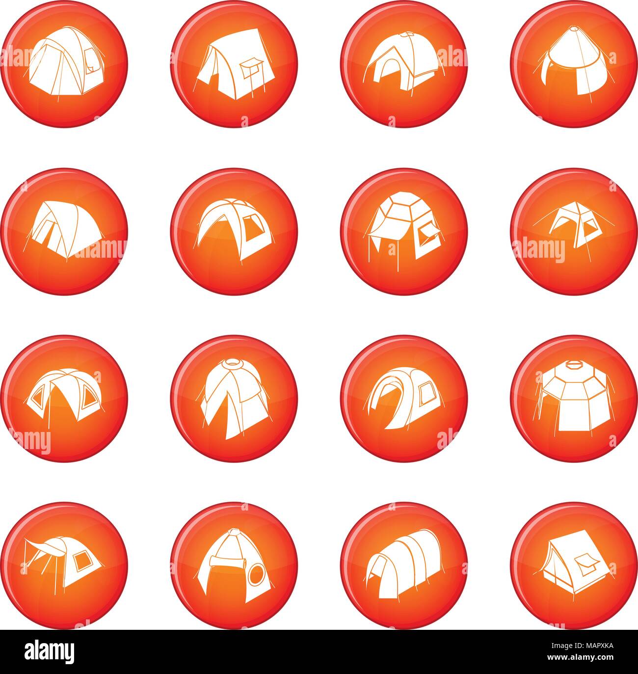 Tent forms icons set red vector Stock Vector