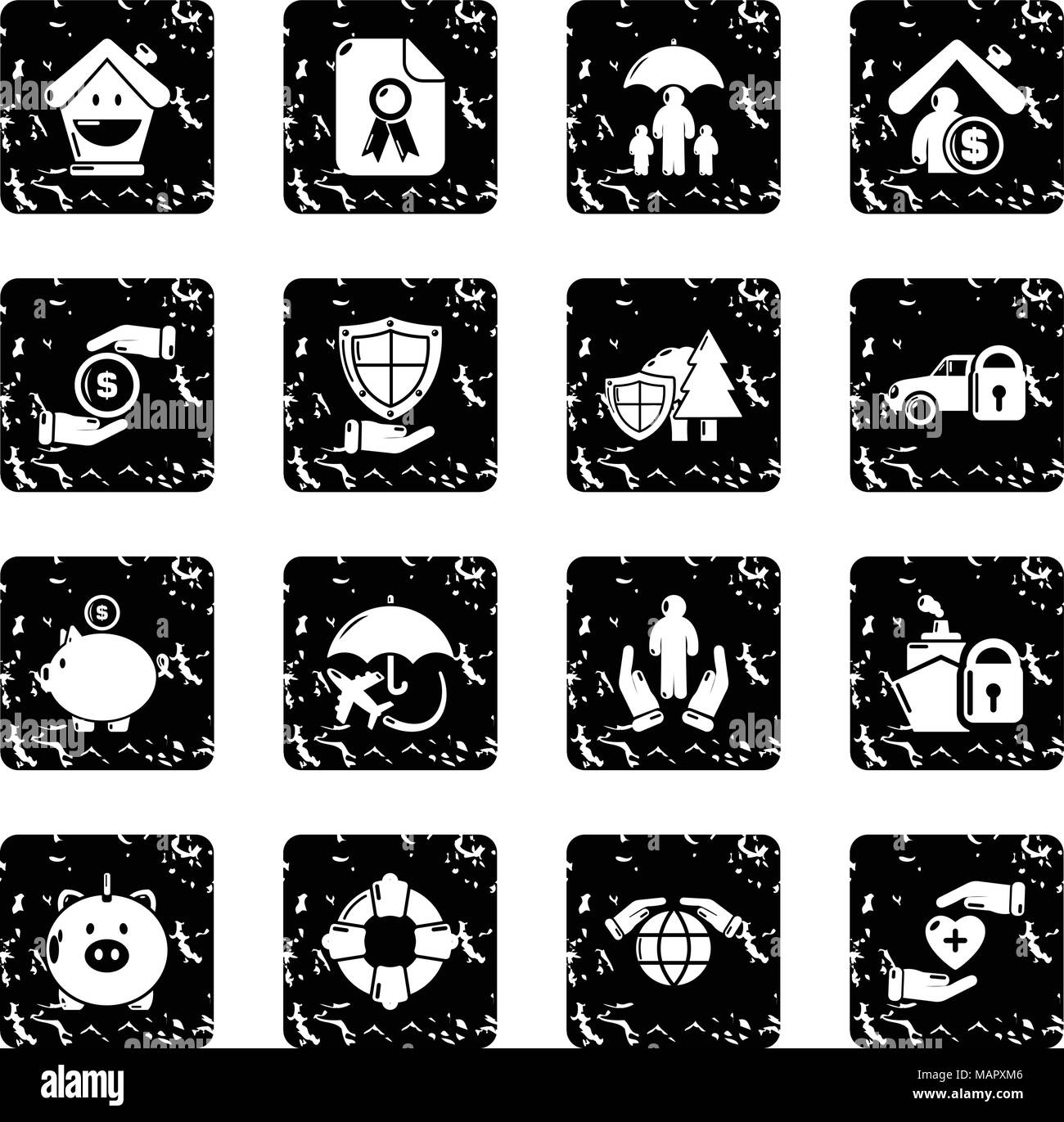 Insurance icons set grunge vector Stock Vector Image & Art - Alamy