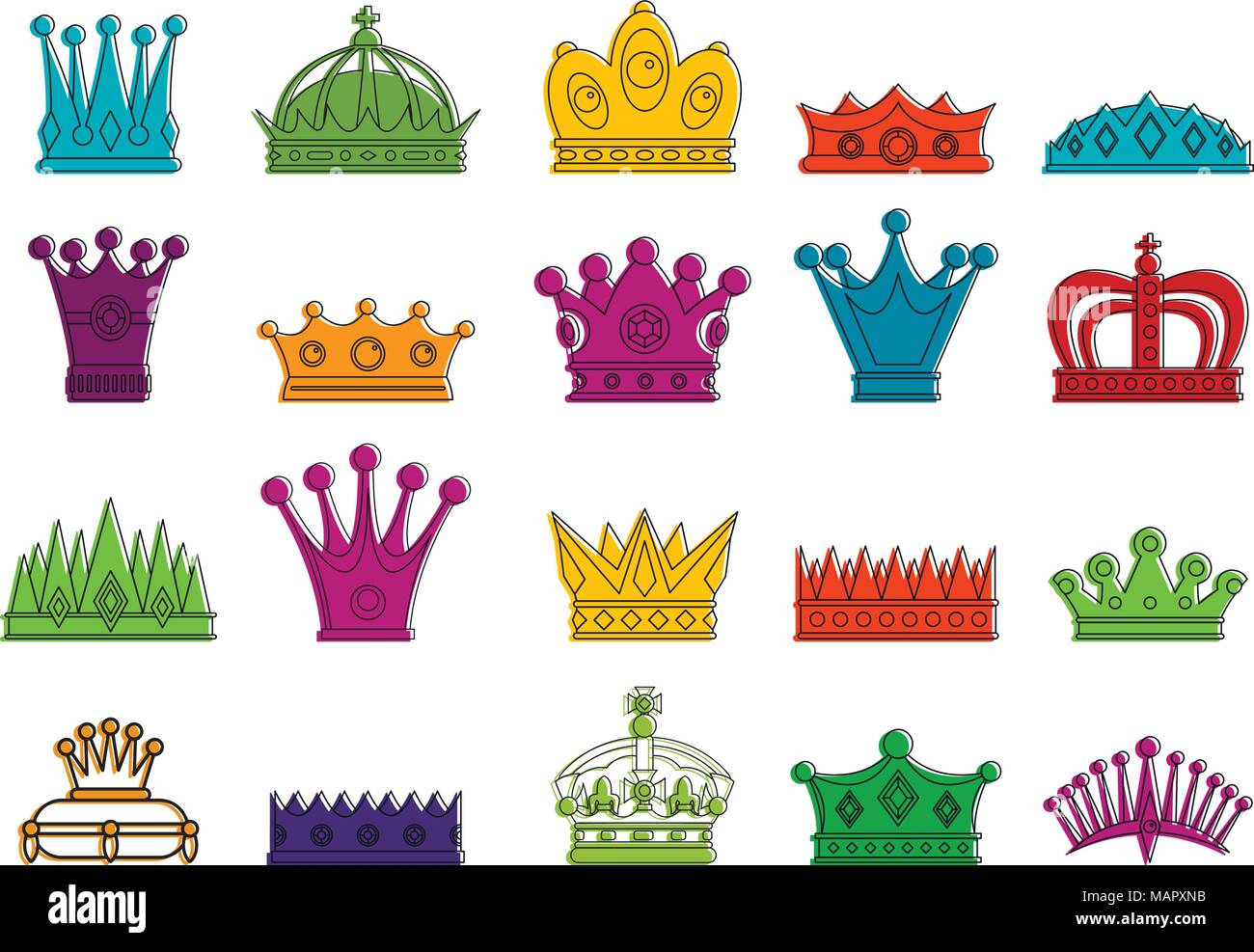 Crown icon set, color outline style Stock Vector Image & Art - Alamy