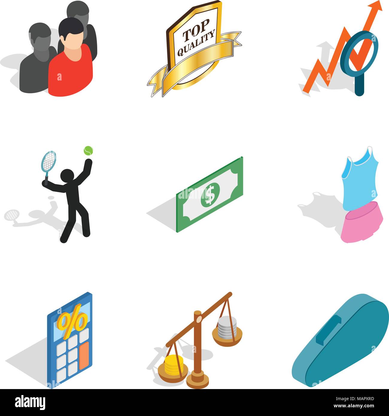 Nomination icons set, isometric style Stock Vector