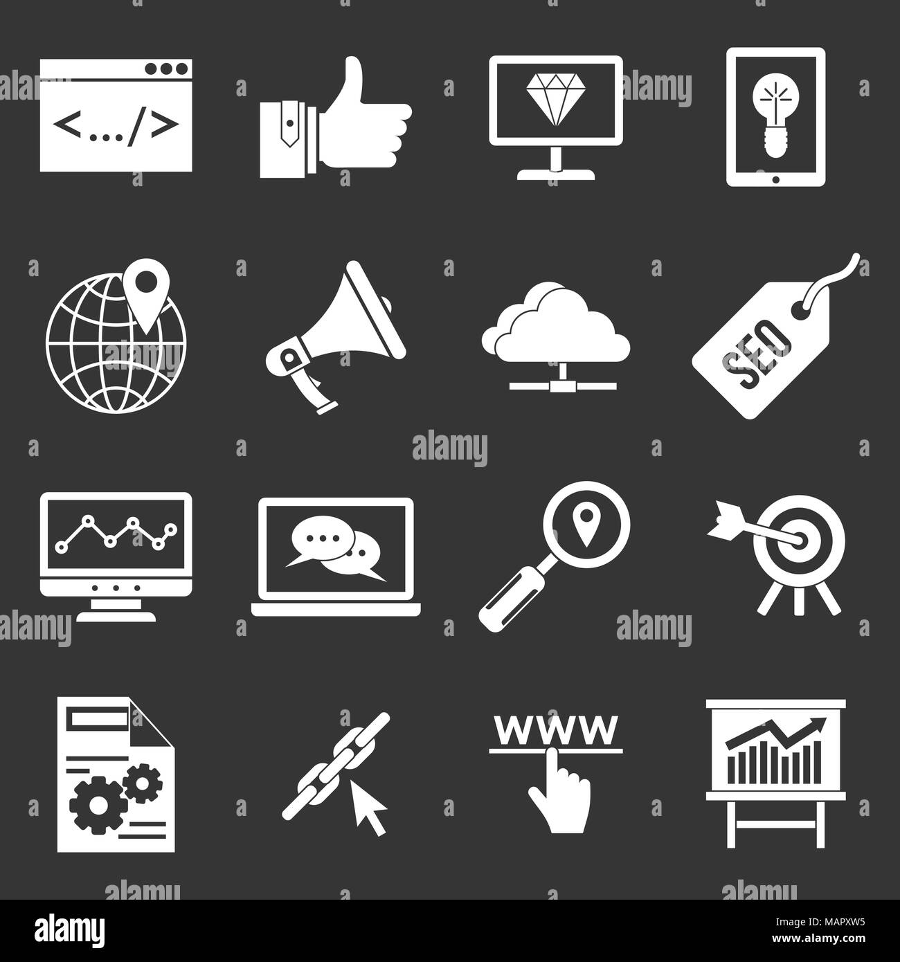 SEO icons set grey vector Stock Vector Image & Art - Alamy