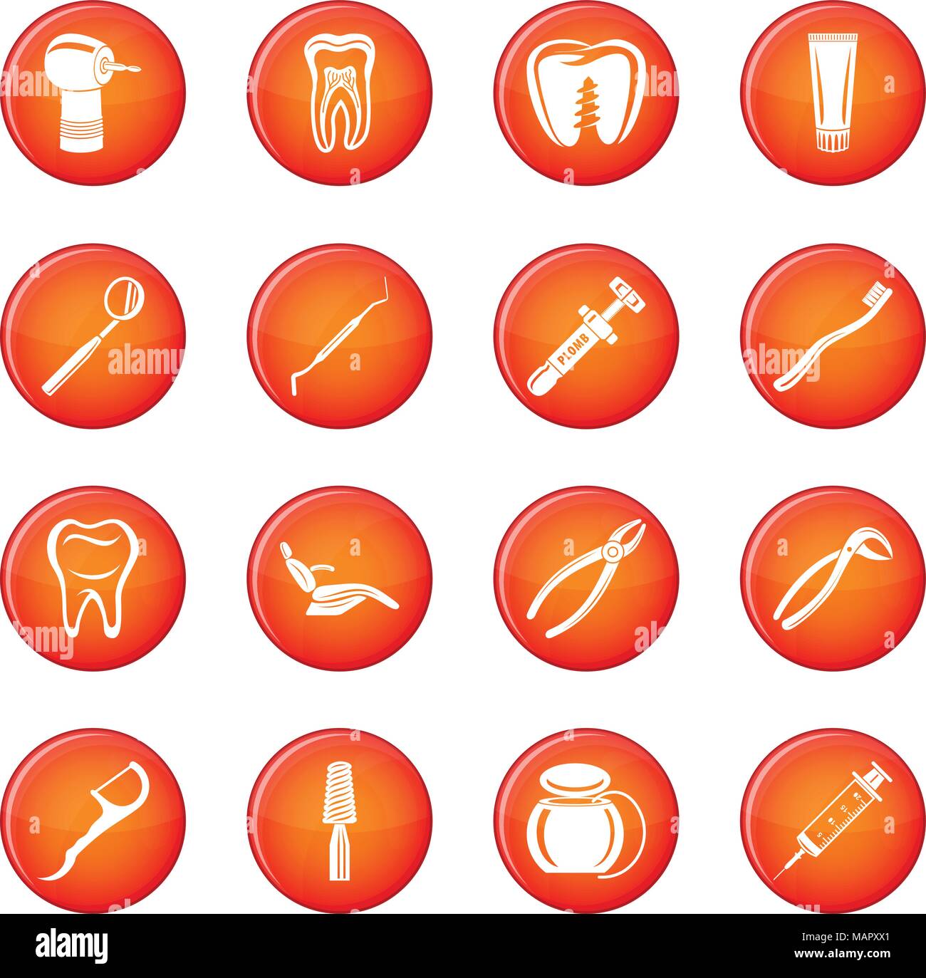 Dentist stomatologist icons set red vector Stock Vector Image & Art - Alamy
