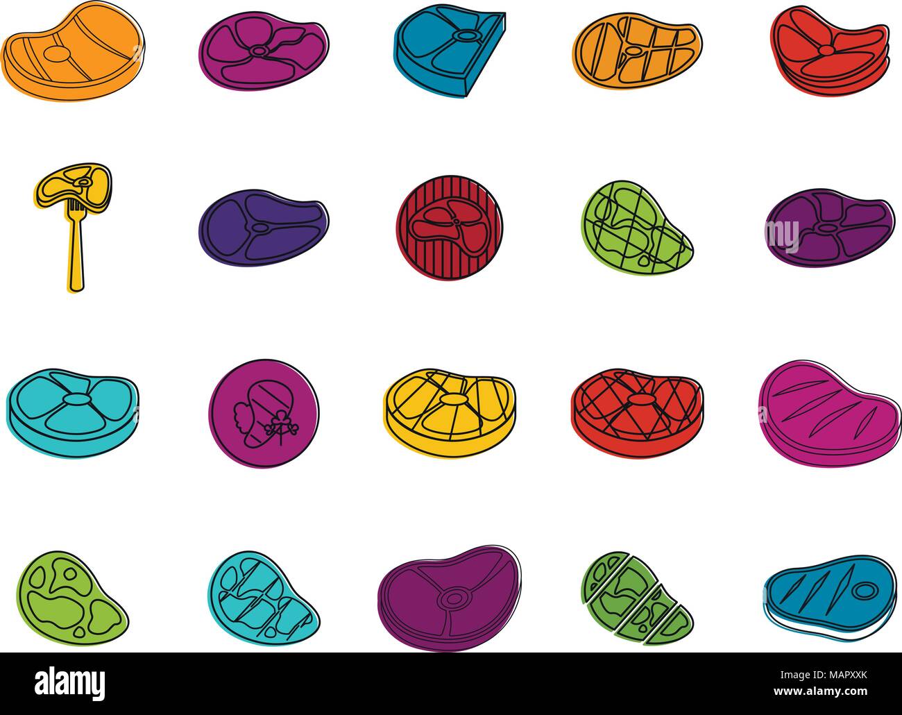 Steak icon set, color outline style Stock Vector Image & Art - Alamy