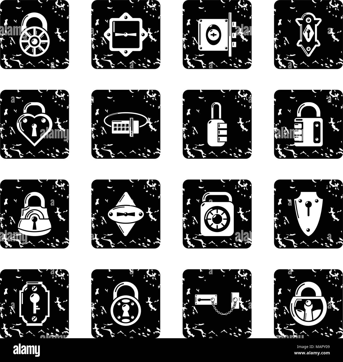 Lock door types icons set grunge vector Stock Vector Image & Art - Alamy