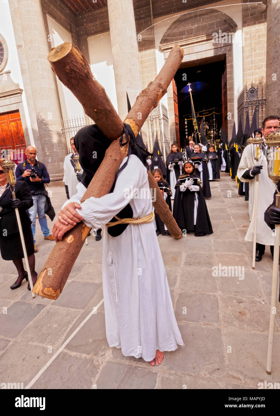 Traditional Easter Holy Week Procession in San Cristobal de la Laguna, Tenerife Island, Canary Islands, Spain, Europe Stock Photo