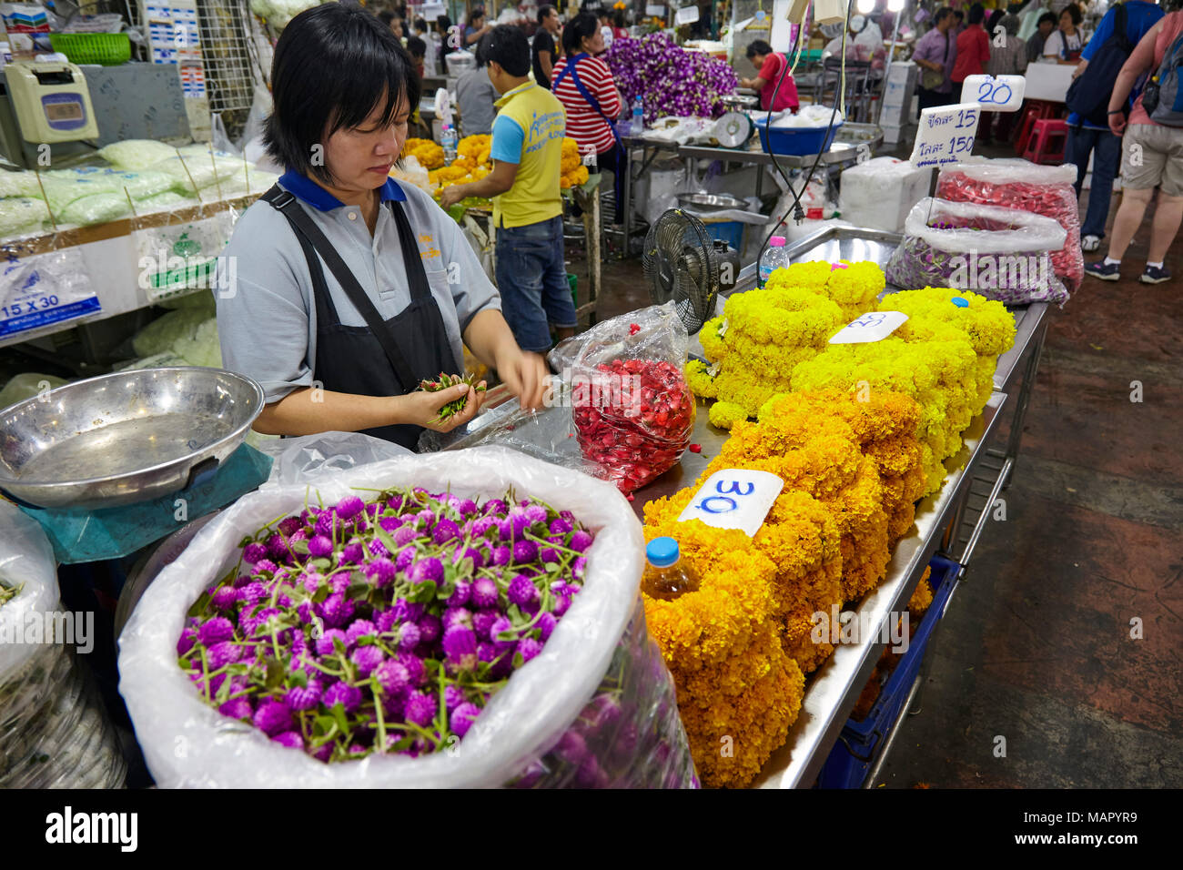 Yodpiman Flower Market, Bangkok, Thailand, Southeast Asia, Asia Stock Photo