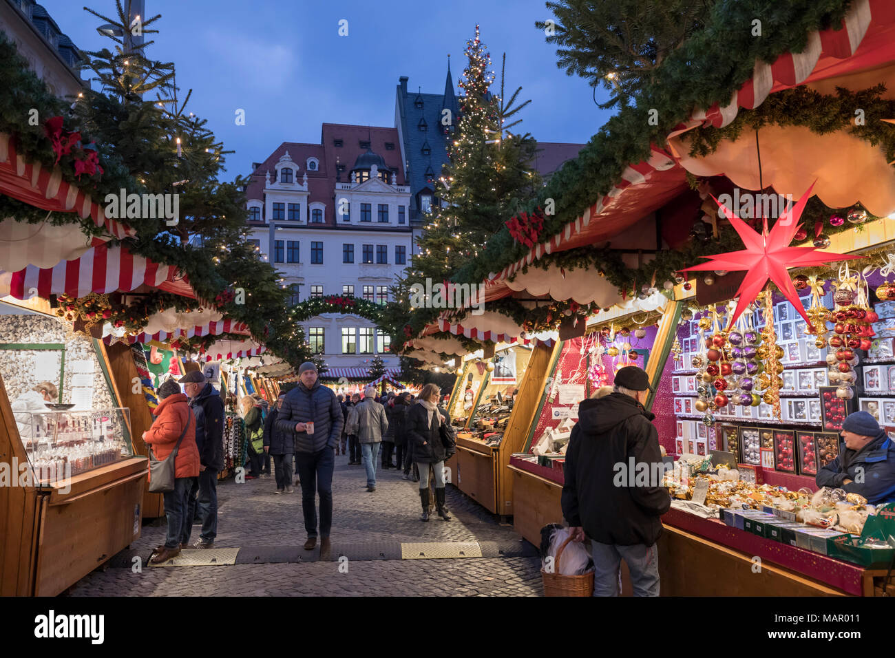 Christmas market in the Leipzig Market Place, Marktplatz, Leipzig