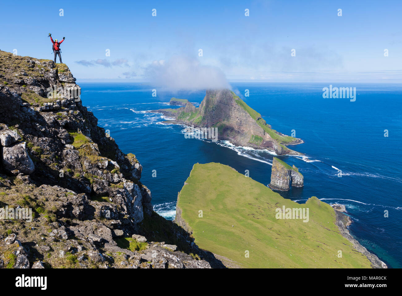 Cliffs of Drangarnir and Tindholmur Islet, Vagar Island, Faroe Island ...