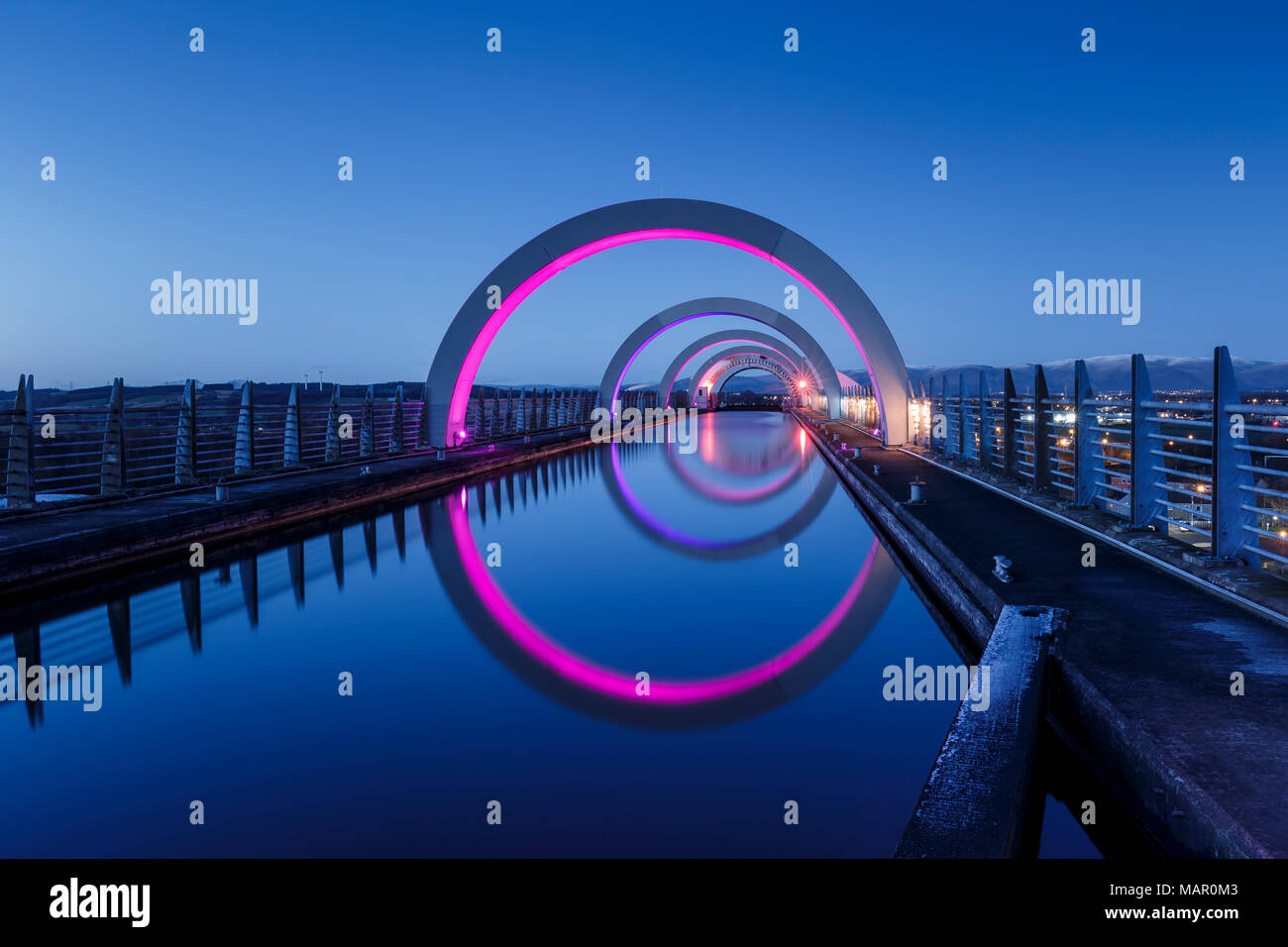 The Falkirk Wheel, connecting the Forth Clyde Canal to the Union Canal, Falkirk, Stirlingshire, Scotland, United Kingdom, Europe Stock Photo