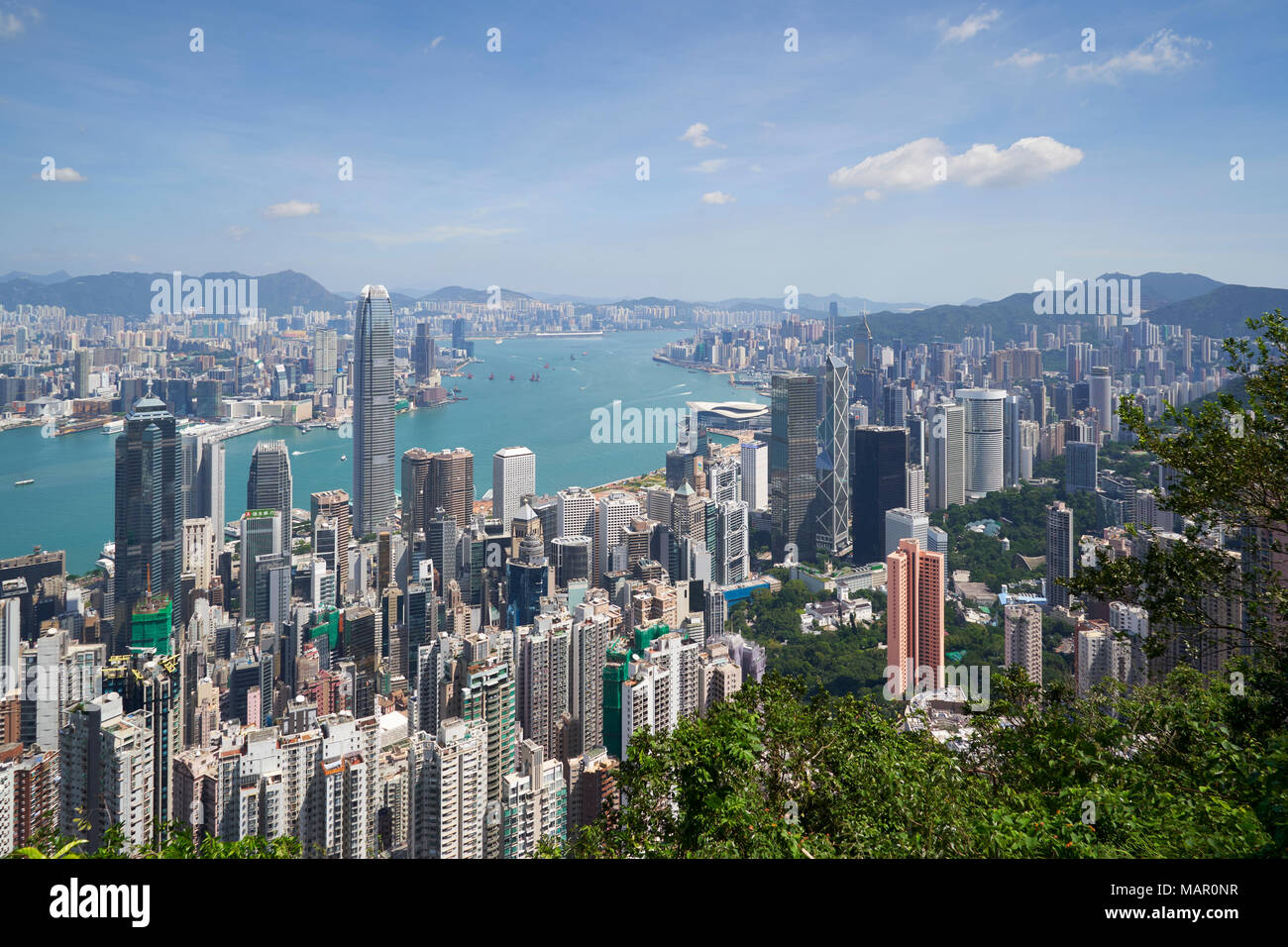 City skyline, viewed from Victoria Peak, Hong Kong, China, Asia Stock Photo