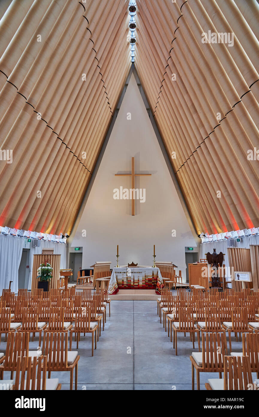 Cardboard Cathedral, the post-earthquake temporary replacement to the city's Gothic-revival cathedral opened in 2012, Christchurch, Canterbury, South  Stock Photo