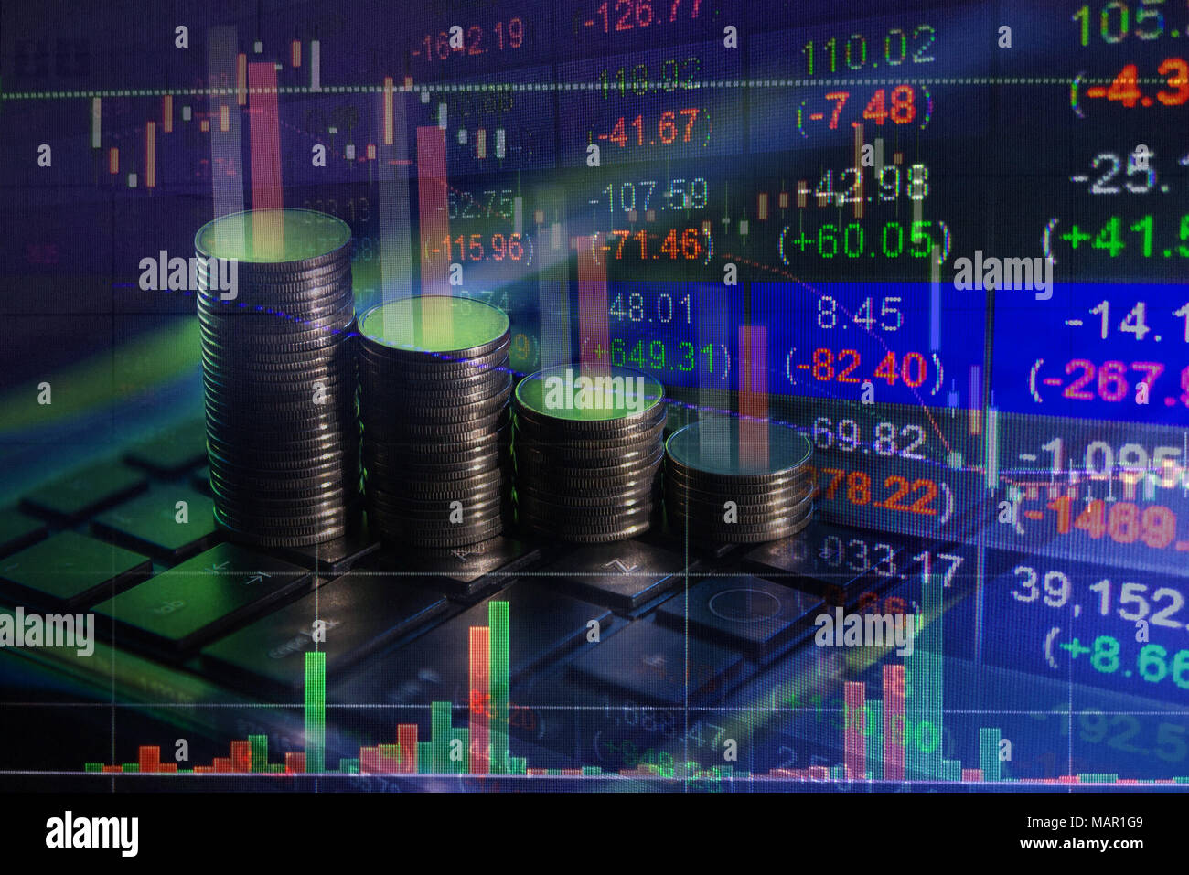 Financial stock market exchange, business report concept background Stock Photo