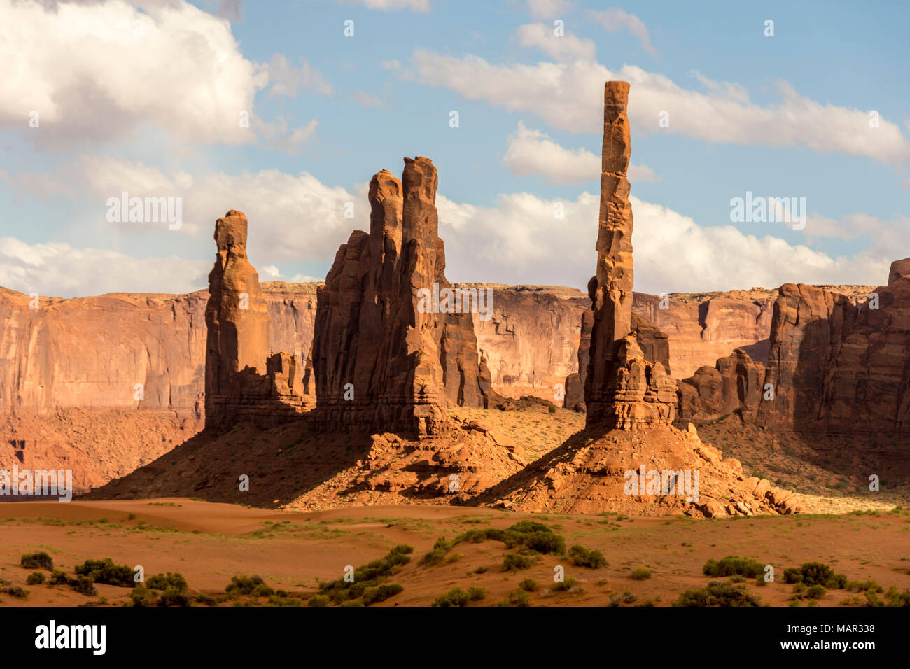 Totem Pole sandstone towers, Monument Valley Navajo Tribal Park, Arizona, United States of America, North America Stock Photo