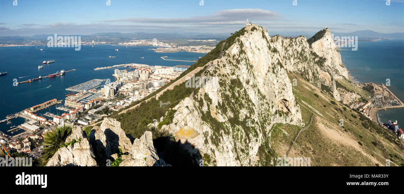 Looking north from O'Hara's Battery along the crest of the Rock, Gibraltar,  Europe Stock Photo - Alamy