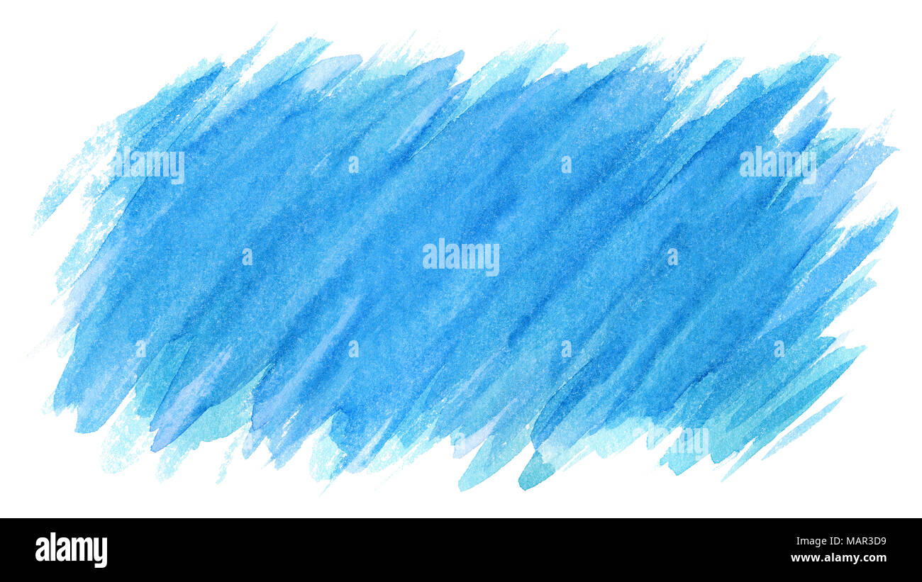 Watercolor blue brush strokes background design isolated Stock Photo