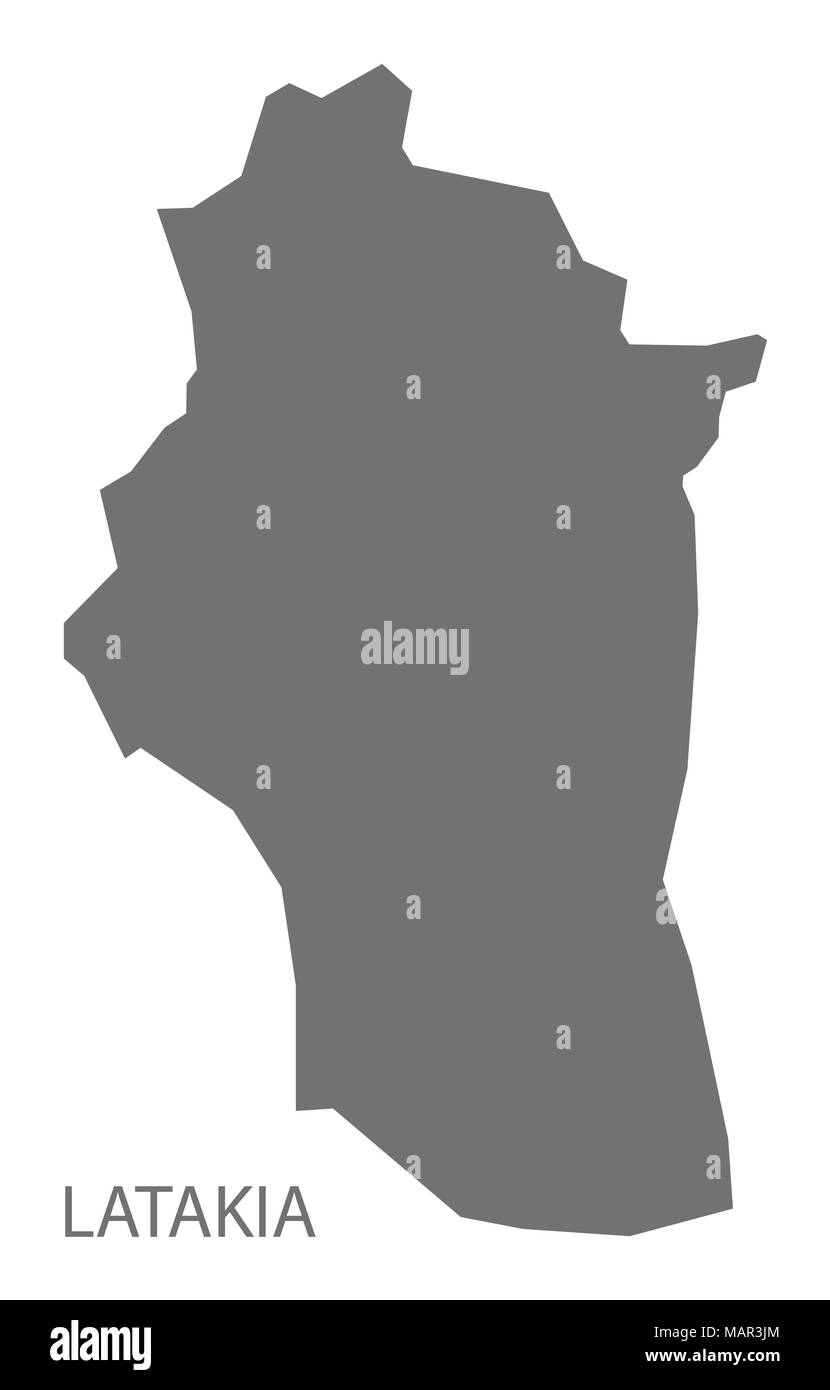 Latakia map of Syria grey illustration shape Stock Vector
