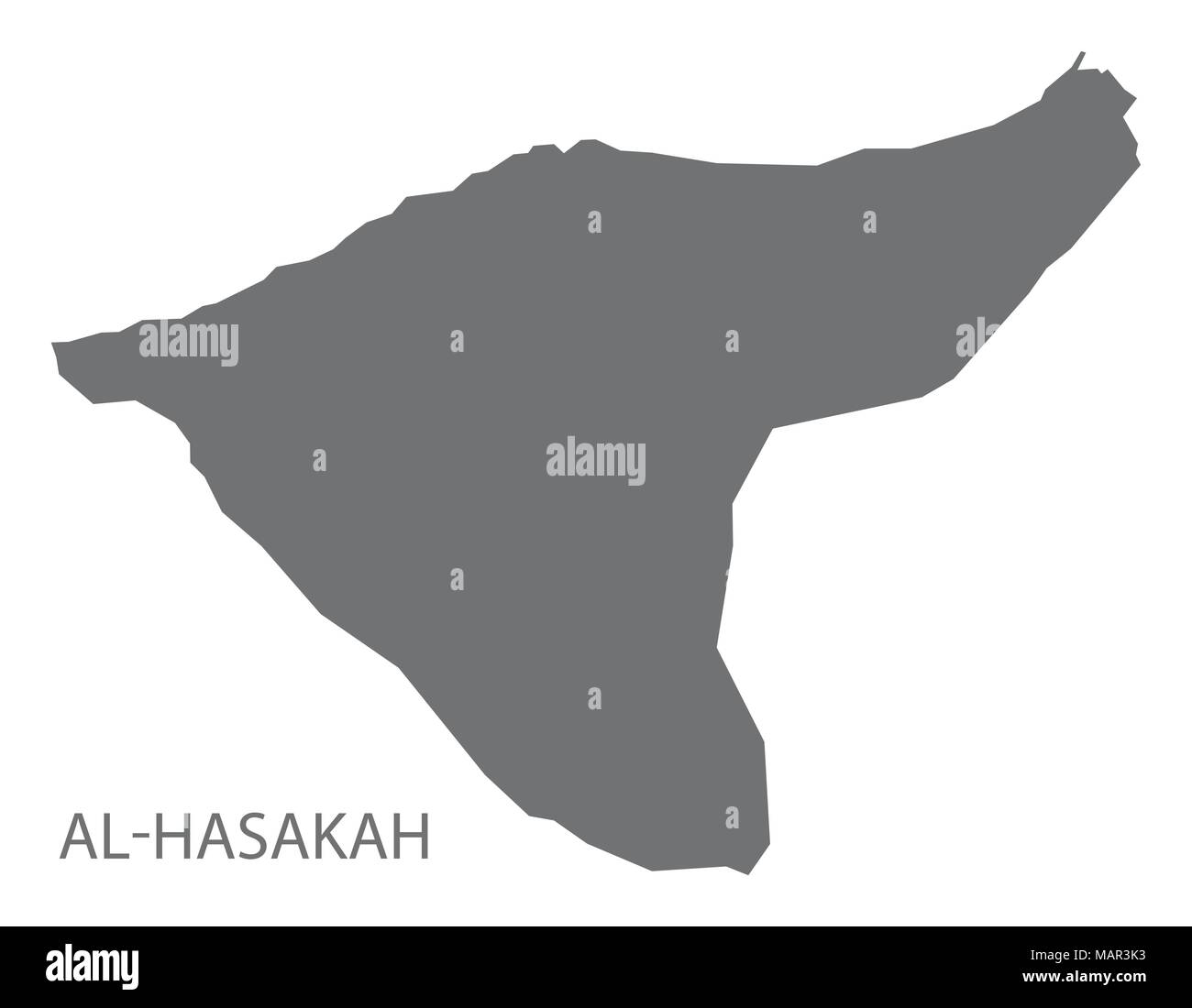 Al-Hasakah map of Syria grey illustration shape Stock Vector