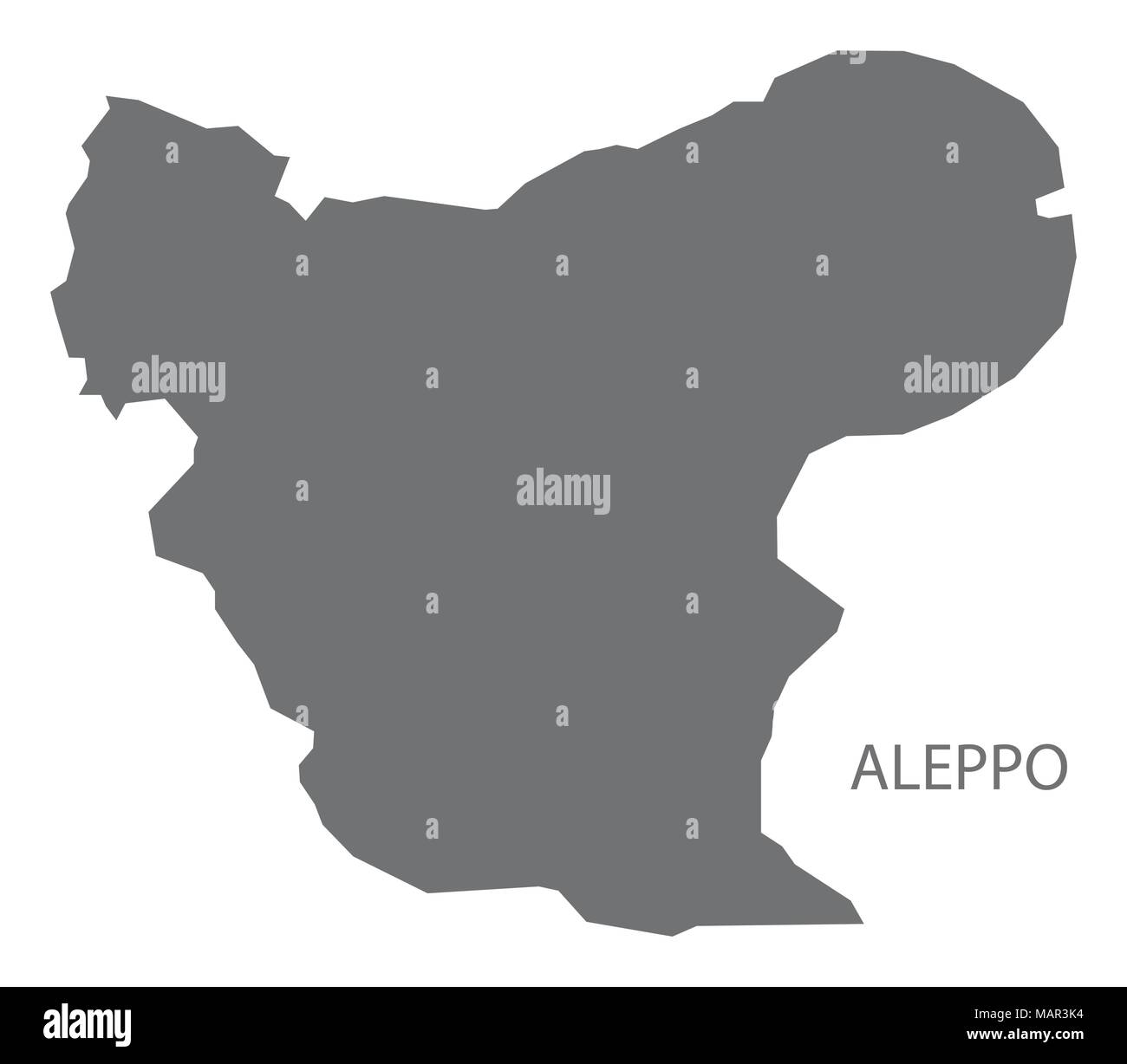 Aleppo map of Syria grey illustration shape Stock Vector
