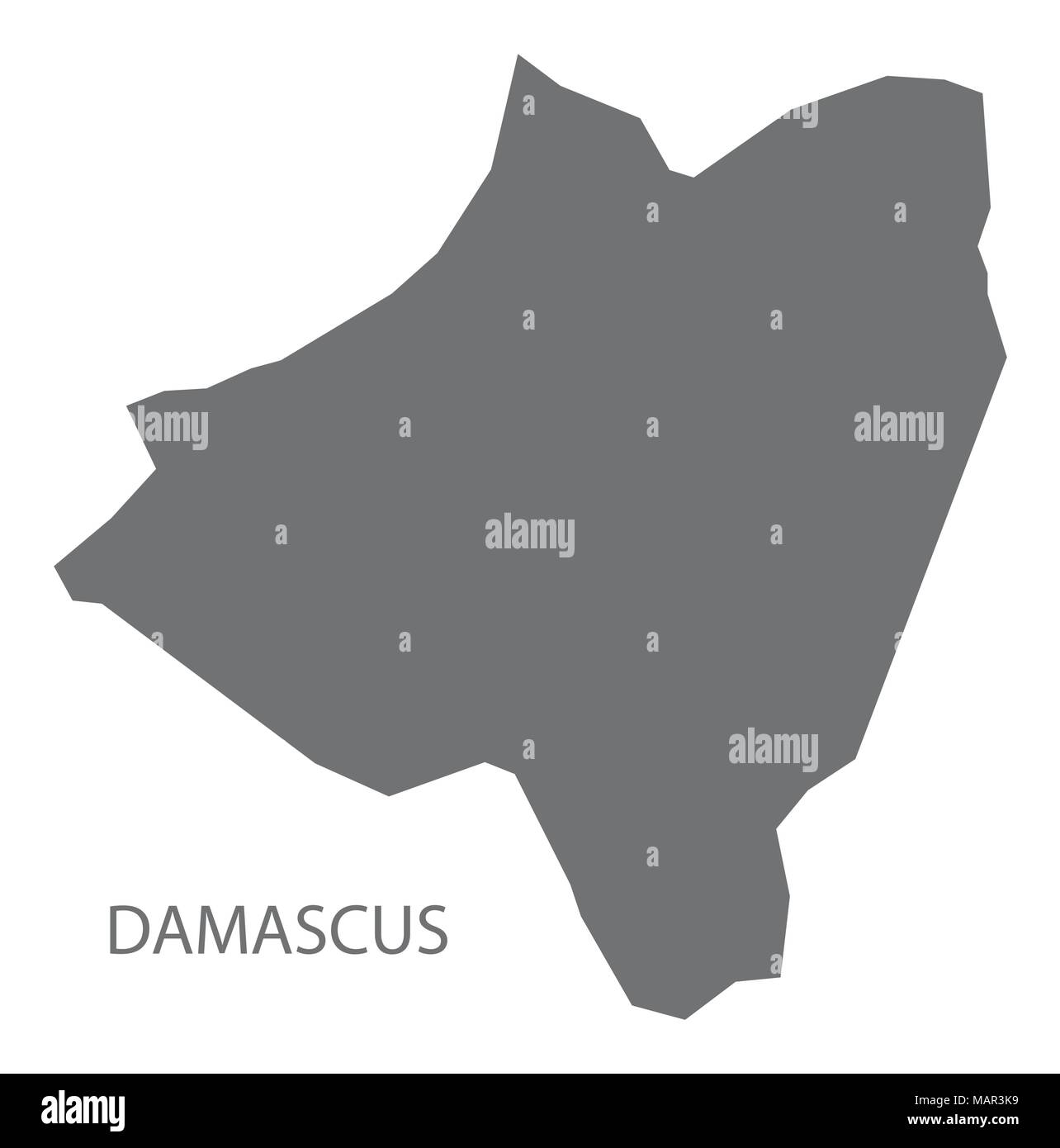 Damascus map of Syria grey illustration shape Stock Vector