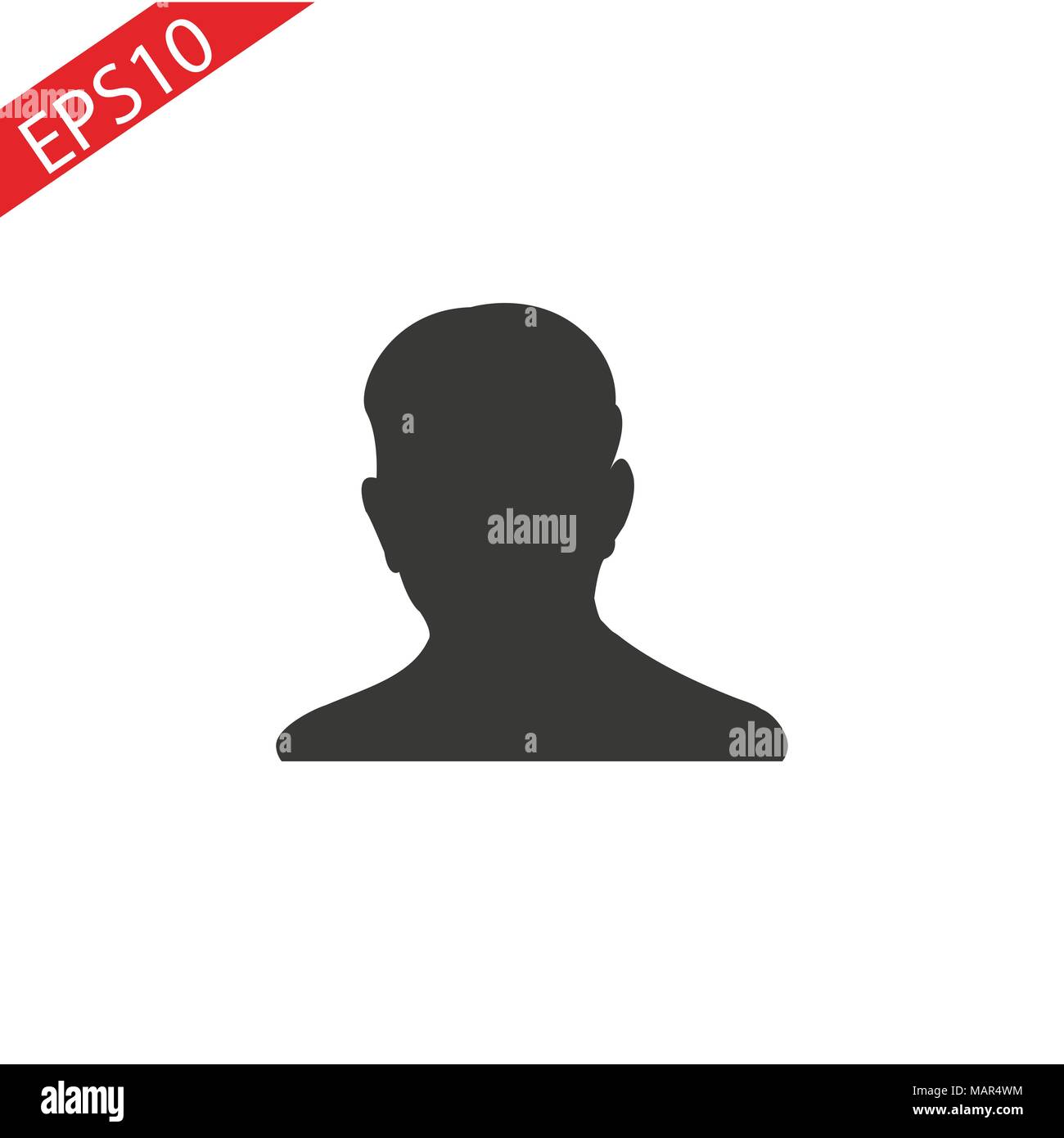 Silhouette of a mans head in black over a white background in vector ...