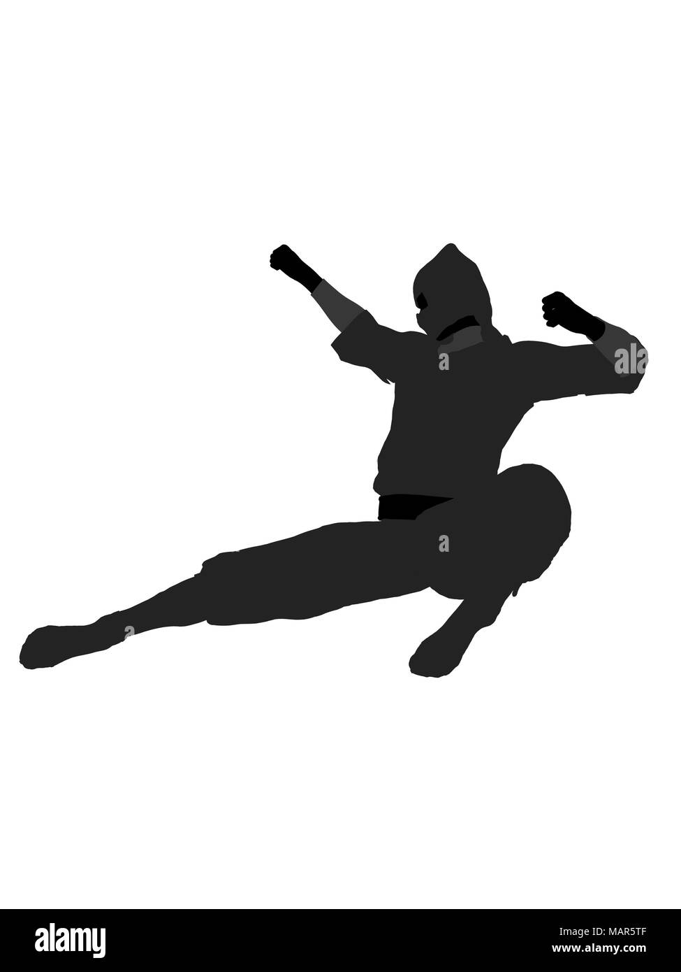 Male Ninja Silhouette Illustration On A White Background Stock Photo Alamy