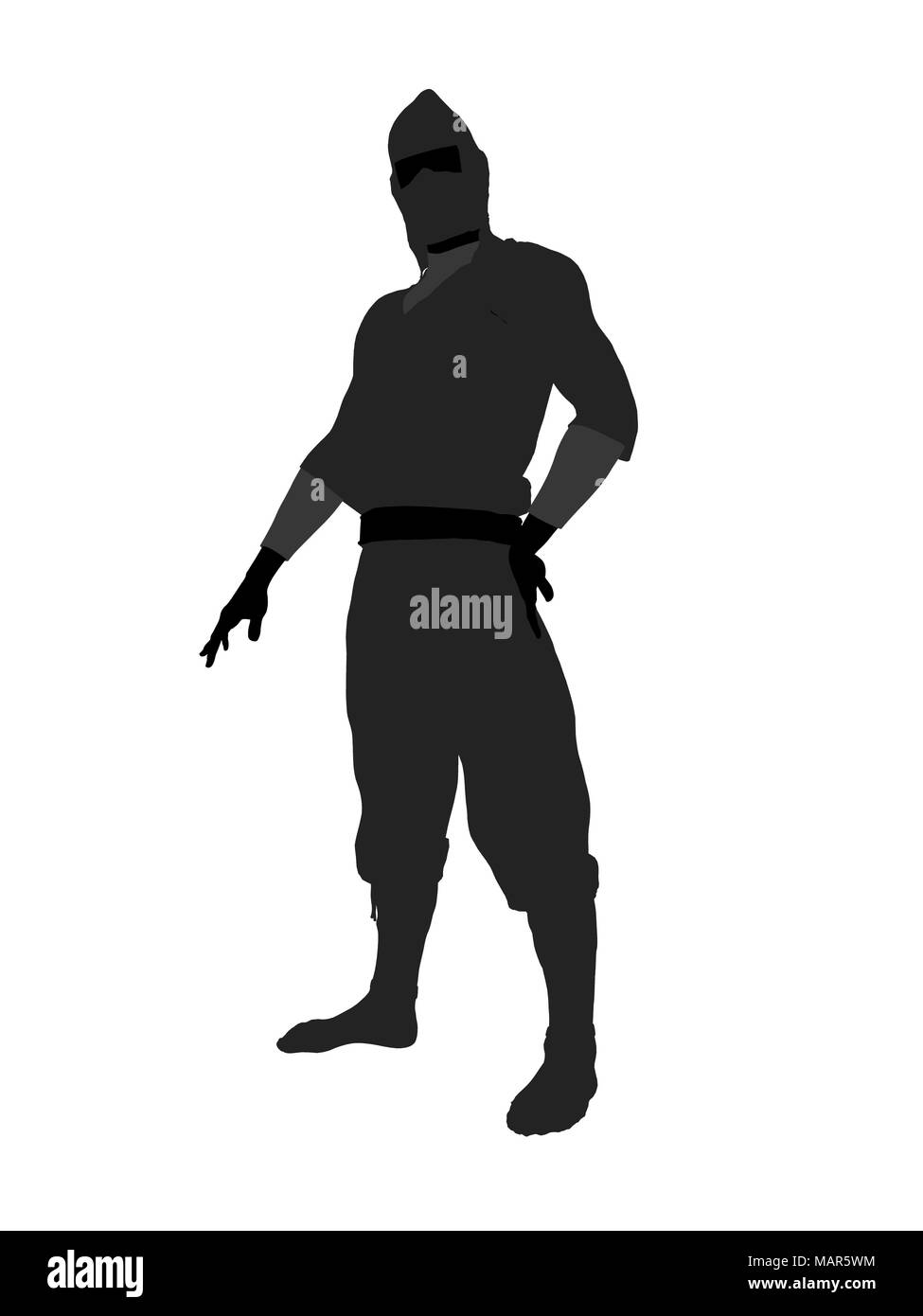 Male Ninja Silhouette Illustration On A White Background Stock Photo Alamy