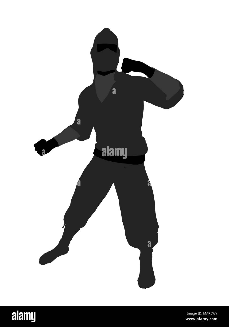 Male Ninja Silhouette Illustration On A White Background Stock Photo Alamy