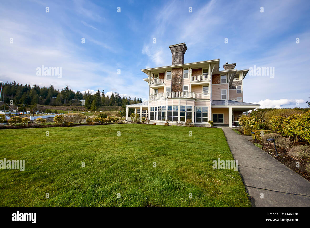 buildings, houses and hotels around port ludlow washington state Stock